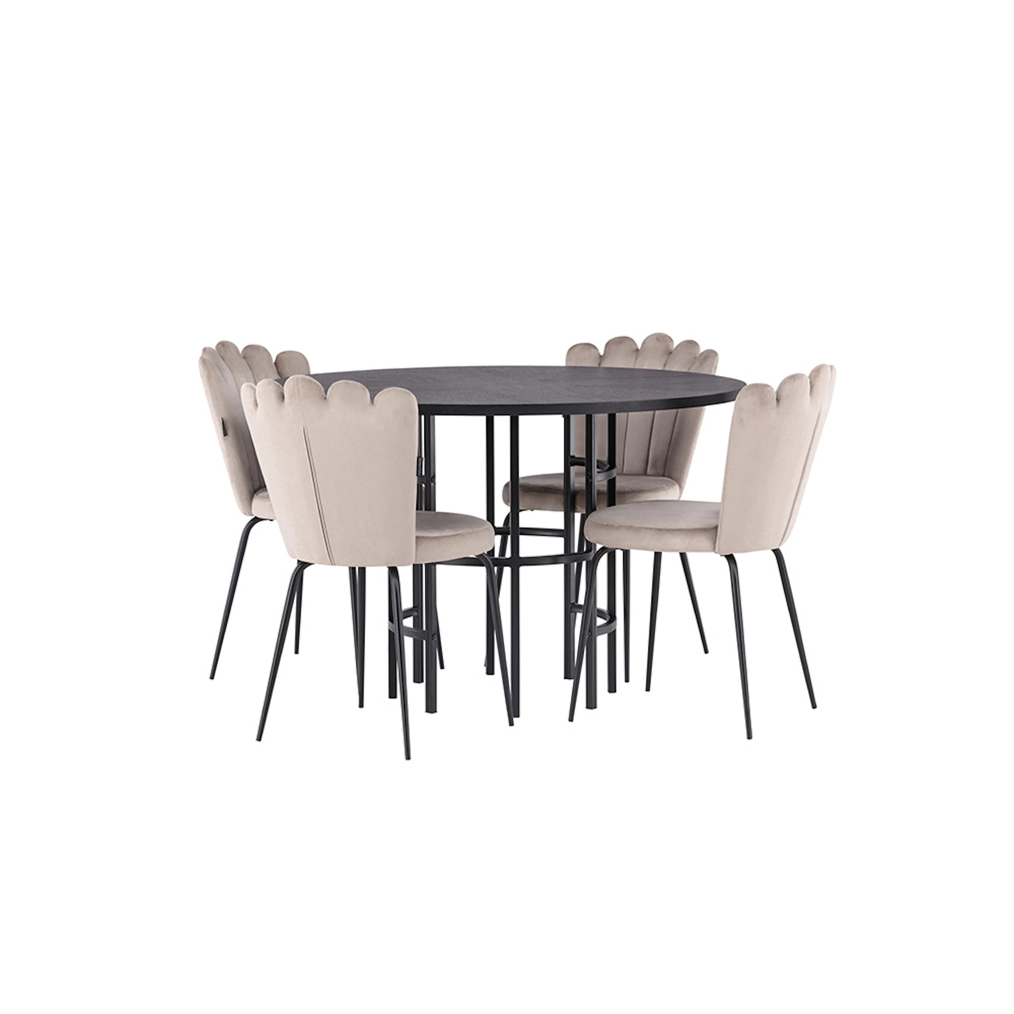 Matgrupp Venture Home Copenhagen Ø 115 cm med 4 Limhamn Light Stolar Sammet