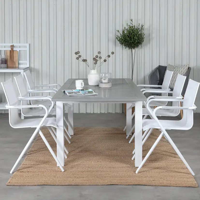 Matgrupp Venture Home Aleyna 160 Vit med 6 Aspen Matstolar