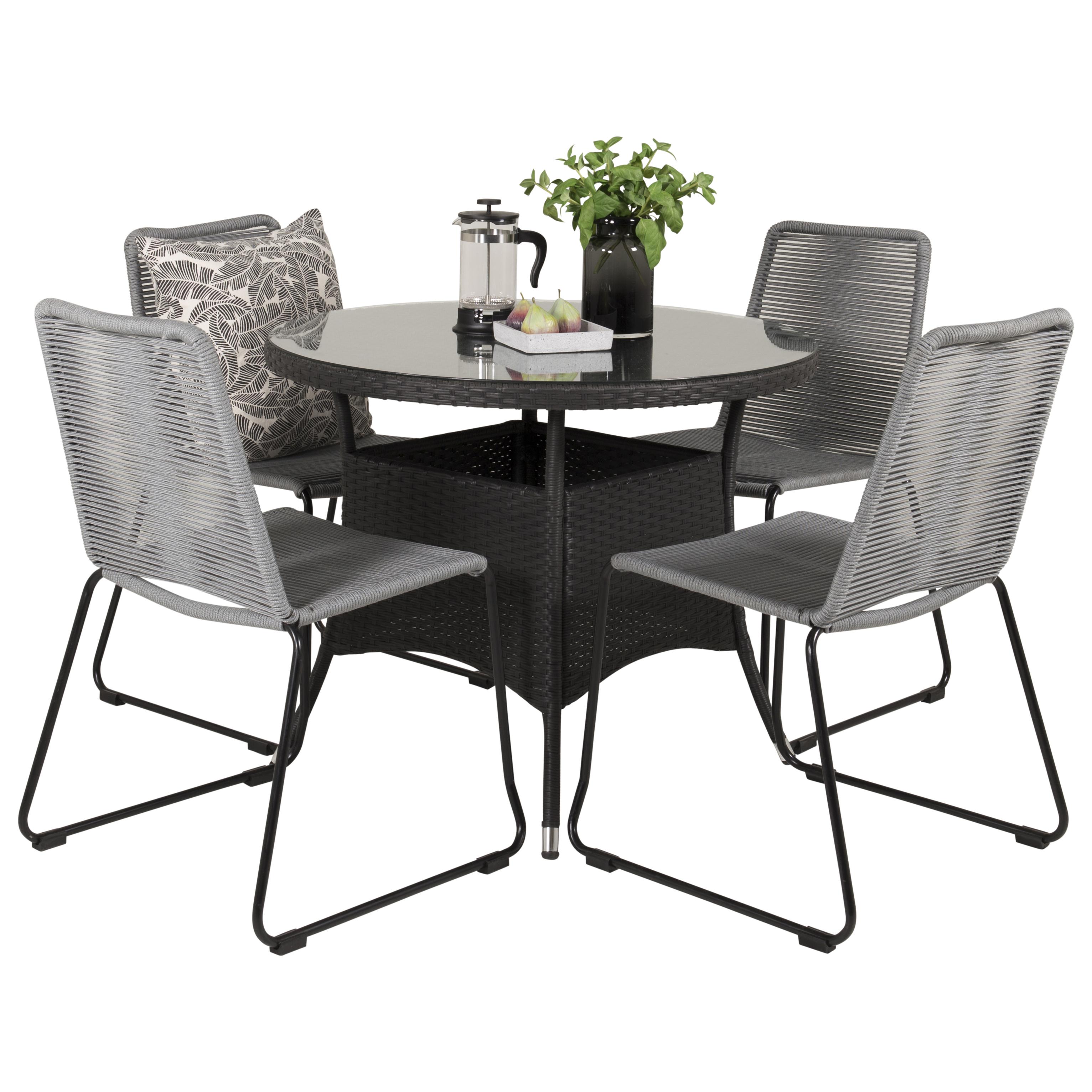 Matgrupp Venture Home Virda Ø 90 med 4 Leon Matstolar