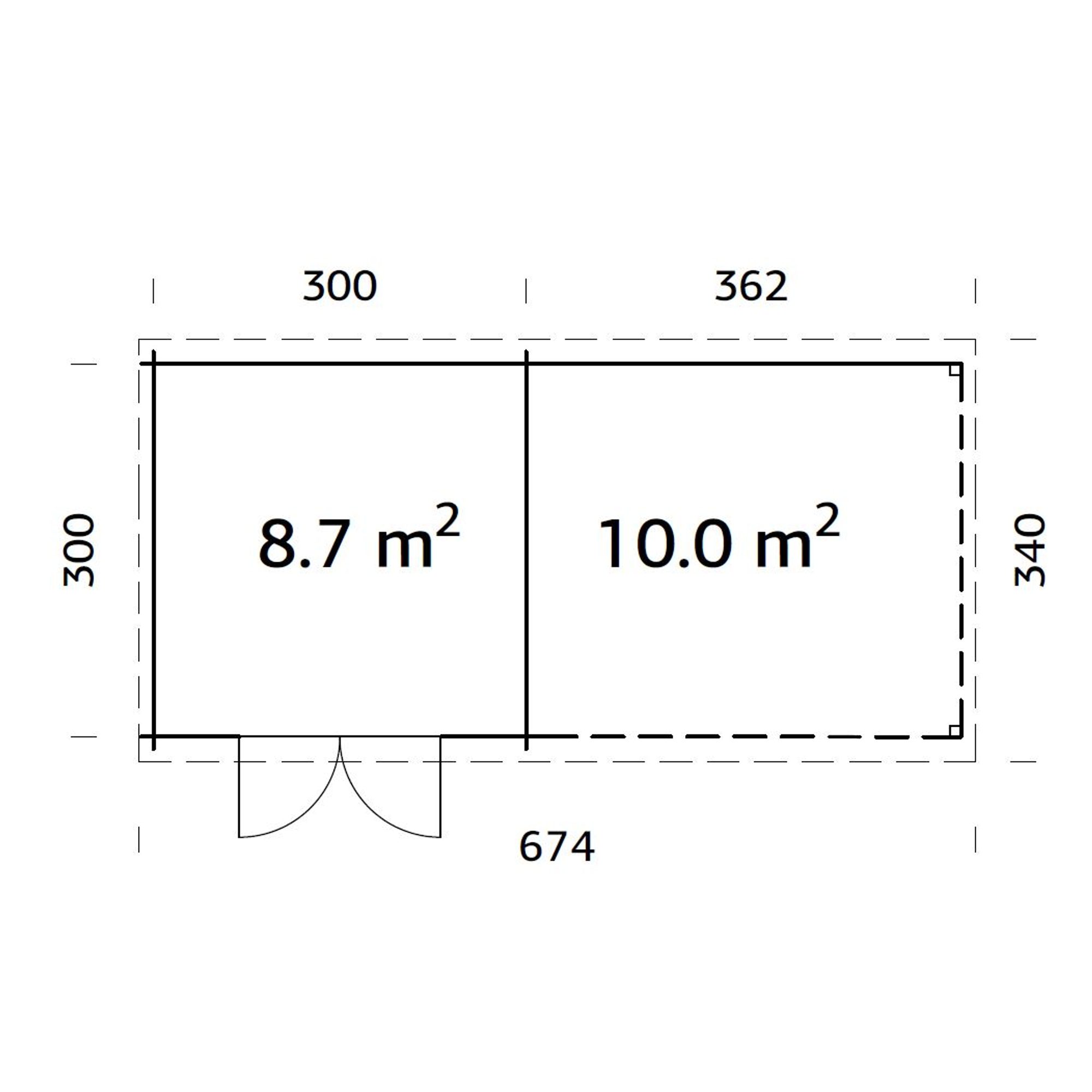 Ella 8,7+10,0 m2 PNT7012W2 Mörkgrå/Vit