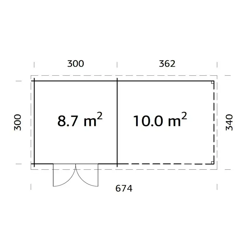 Ella 8,7+10,0 m2 PNT7012W2 Mörkgrå/Vit