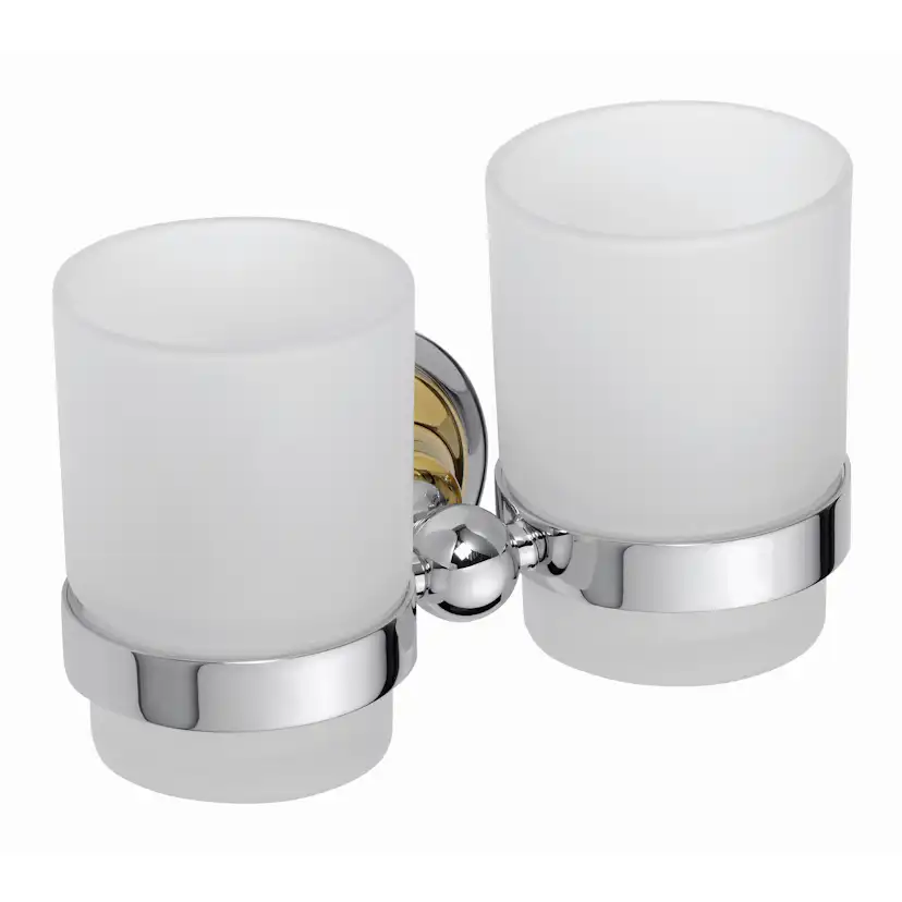 Glas med hållare, krom/guld Krom/Guld