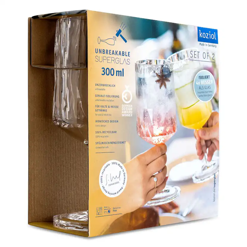 Vinglas Koziol Club No. 4 300 ml Crystal Clear 2-pack