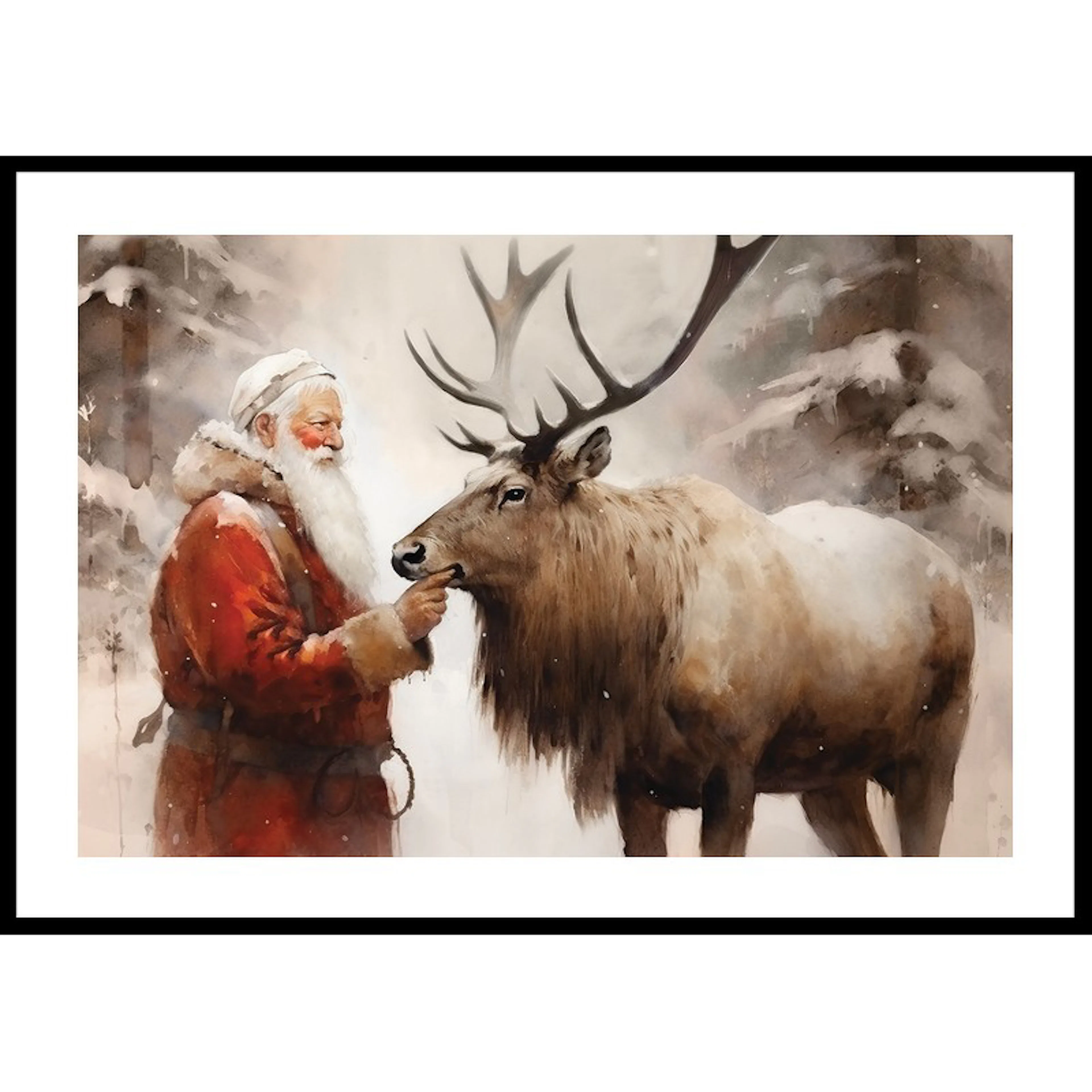 Santa And Reindeer 30x40 30x40 cm