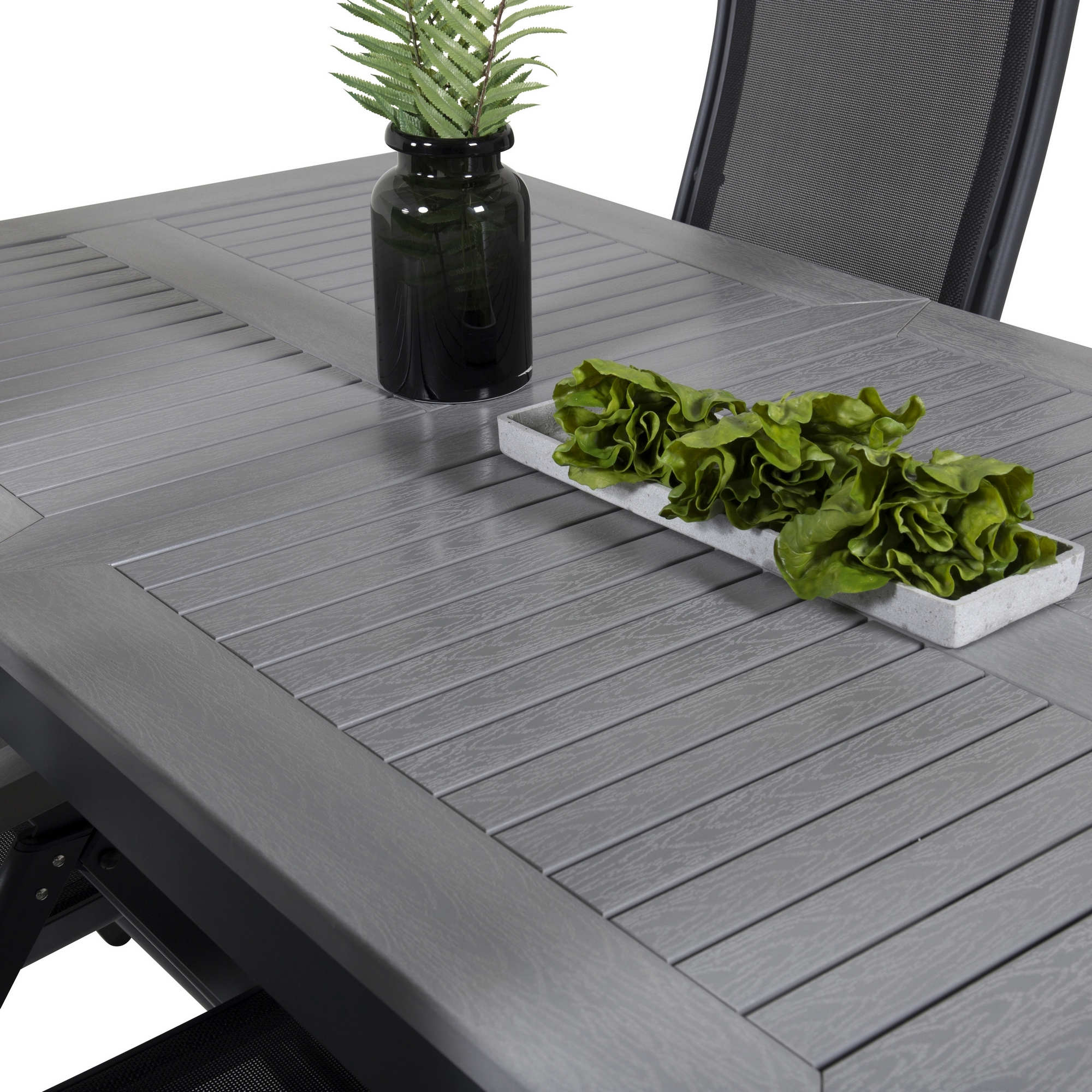Albany Dining Table 160/240*100 - Svart Alu / Grey Aintwood+ Svart/Grå