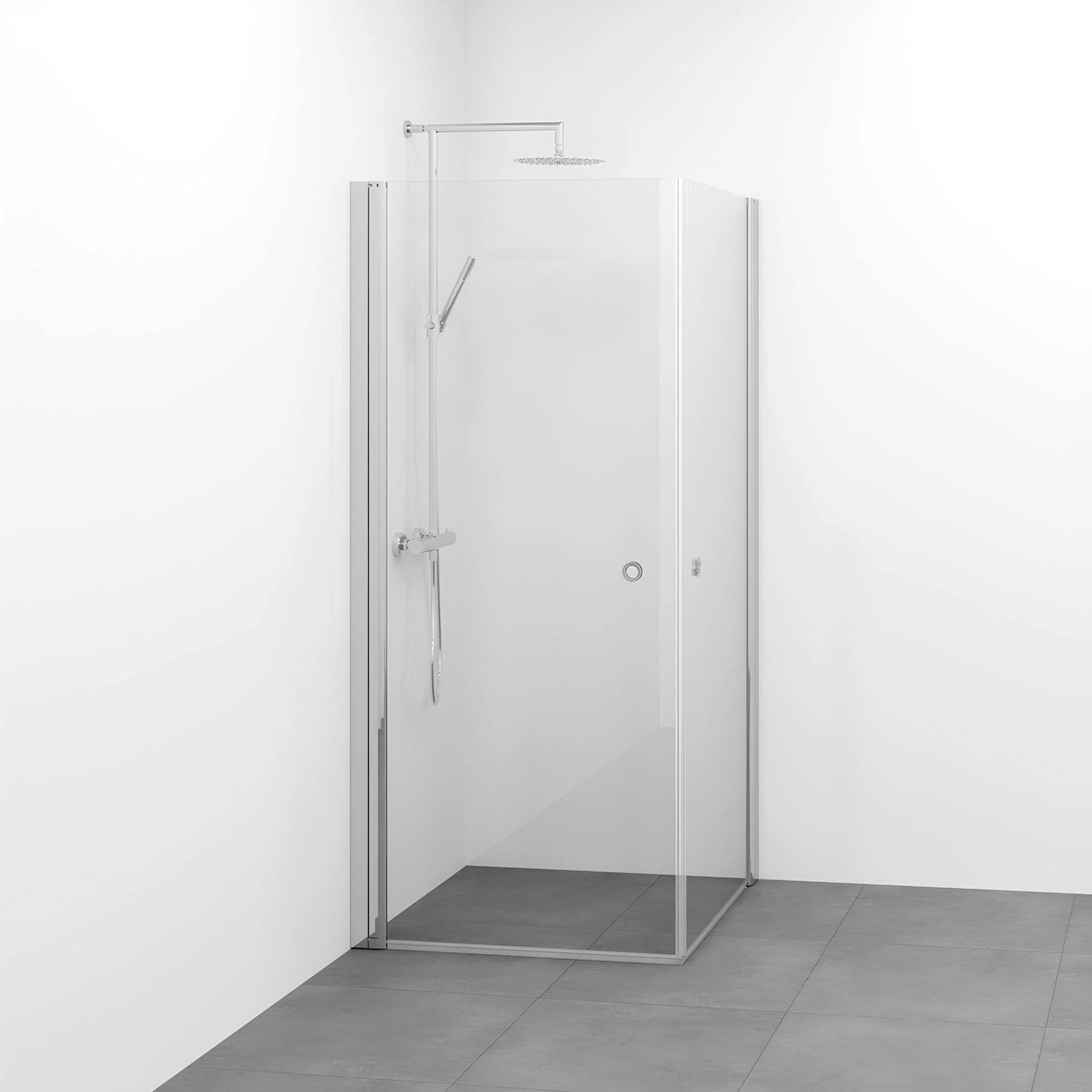 Spirit Rak 100x100 Gr Bl Kl 1000x1000x1970 mm, Krom, Klarglas med Hålgrepp