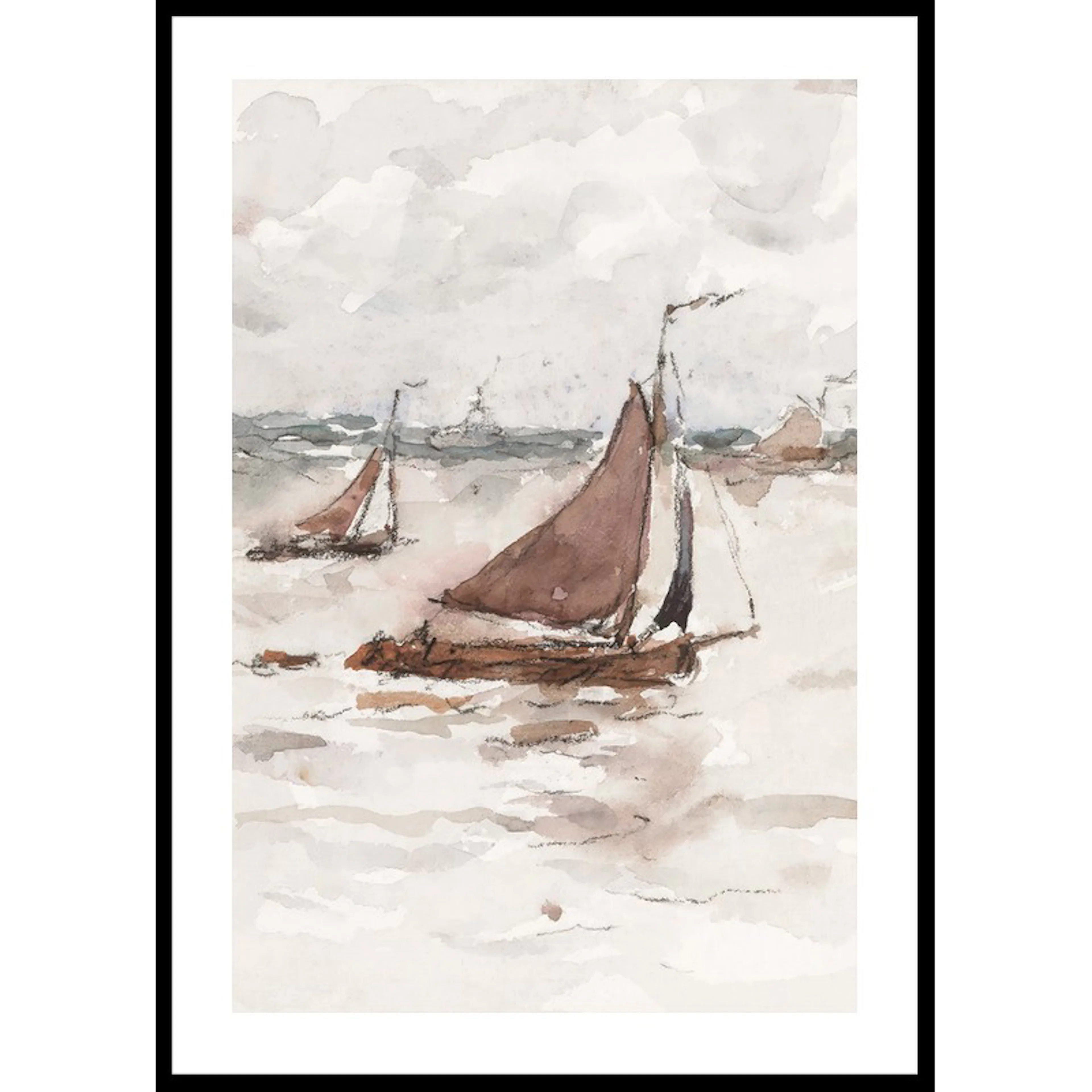 Poster Gallerix Zeilende Vissersschepen Op De Schelde By Carel Nicolaas Storm