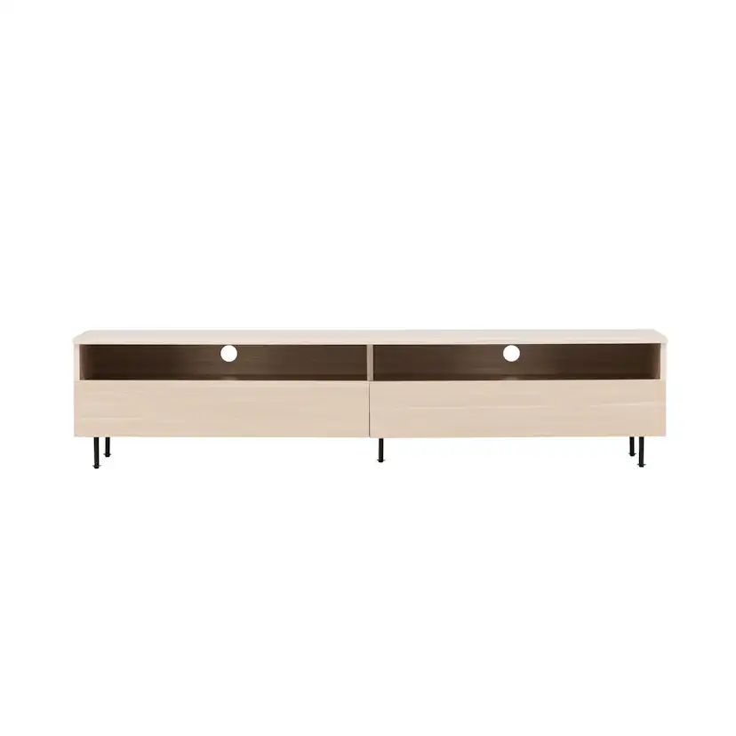 Navarra TV Bench - Matte black / Whitewash Vitpigmenterad Ek