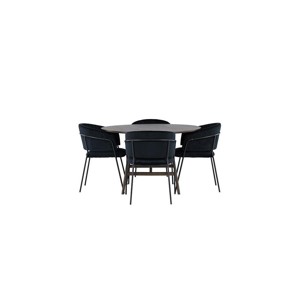 Matgrupp Venture Home Kaseidon Ø100 cm med 4 st Selma stolar