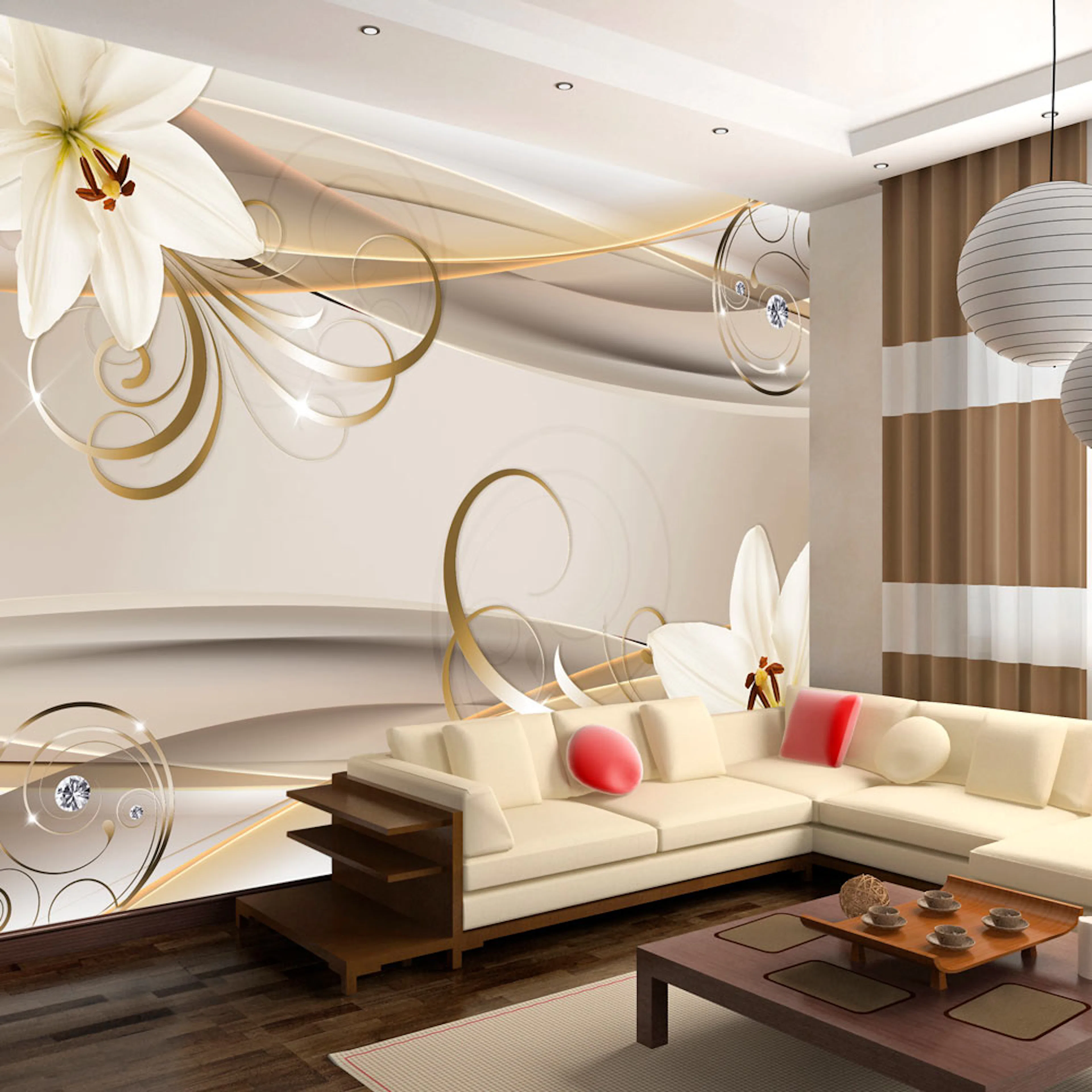Fototapet Arkiio Lilies And The Gold Spirals