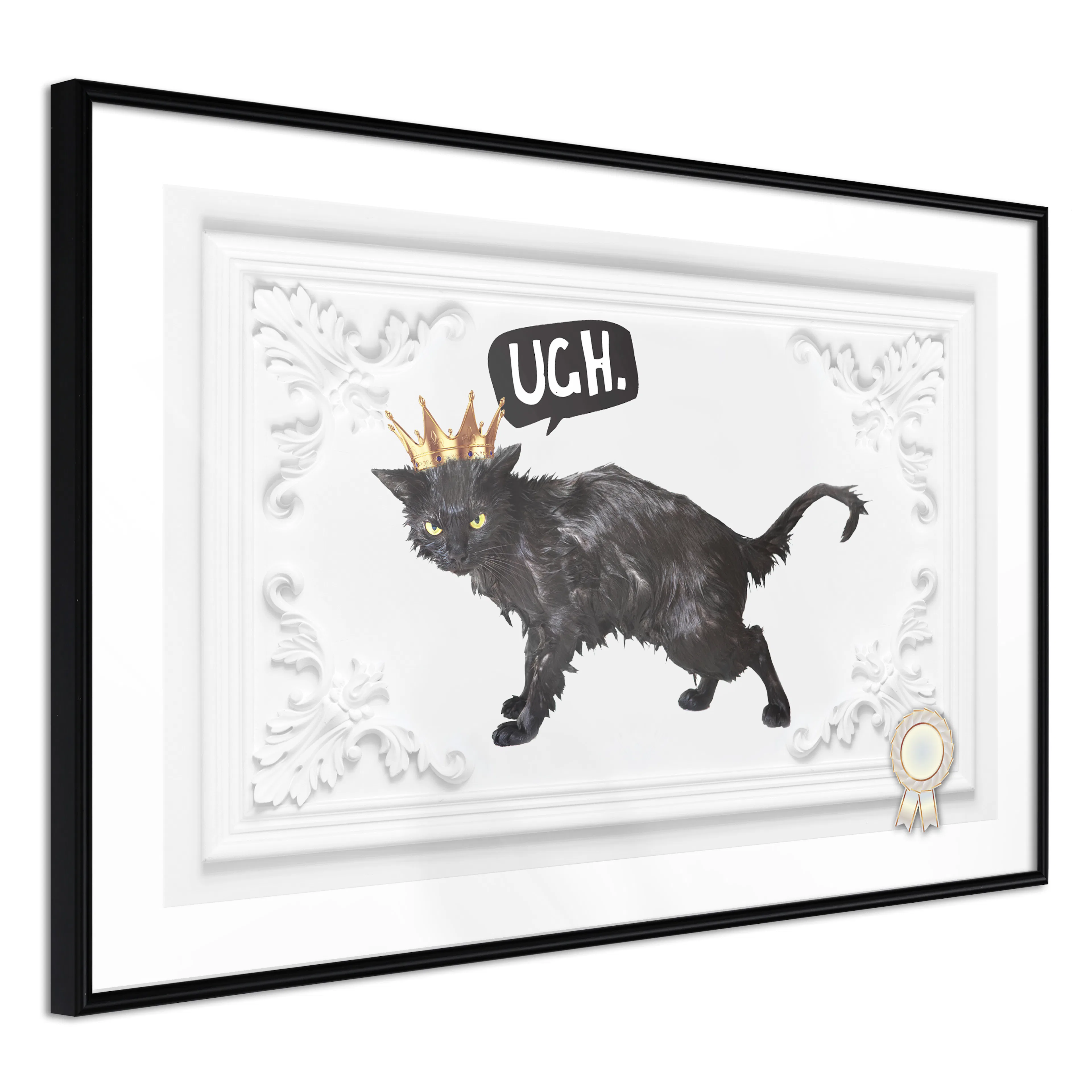 Affisch - Cat in Crown [Poster] 60x40 Svart ram, 60x40 cm