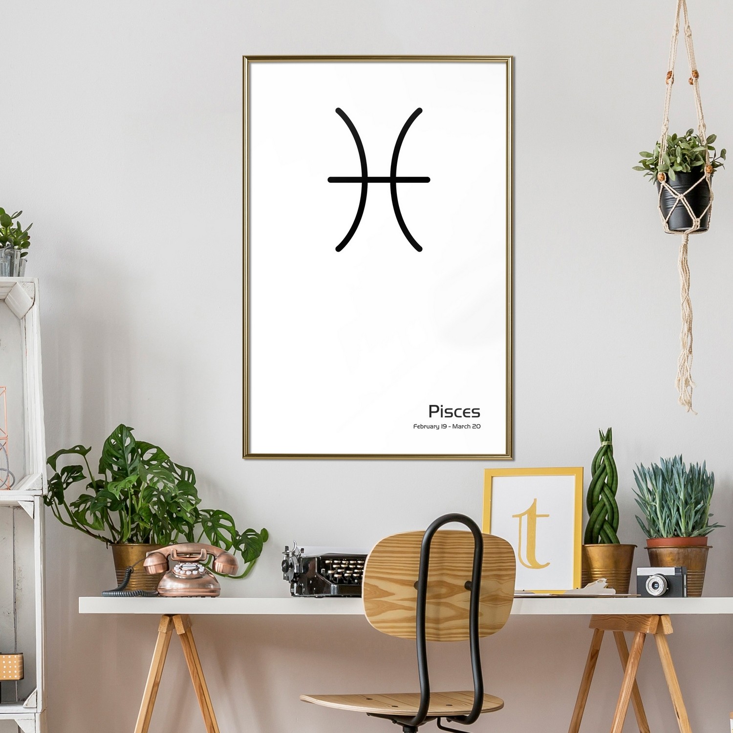 Affisch - Pisces [Poster] 30x45 Guld ram, 30x45 cm