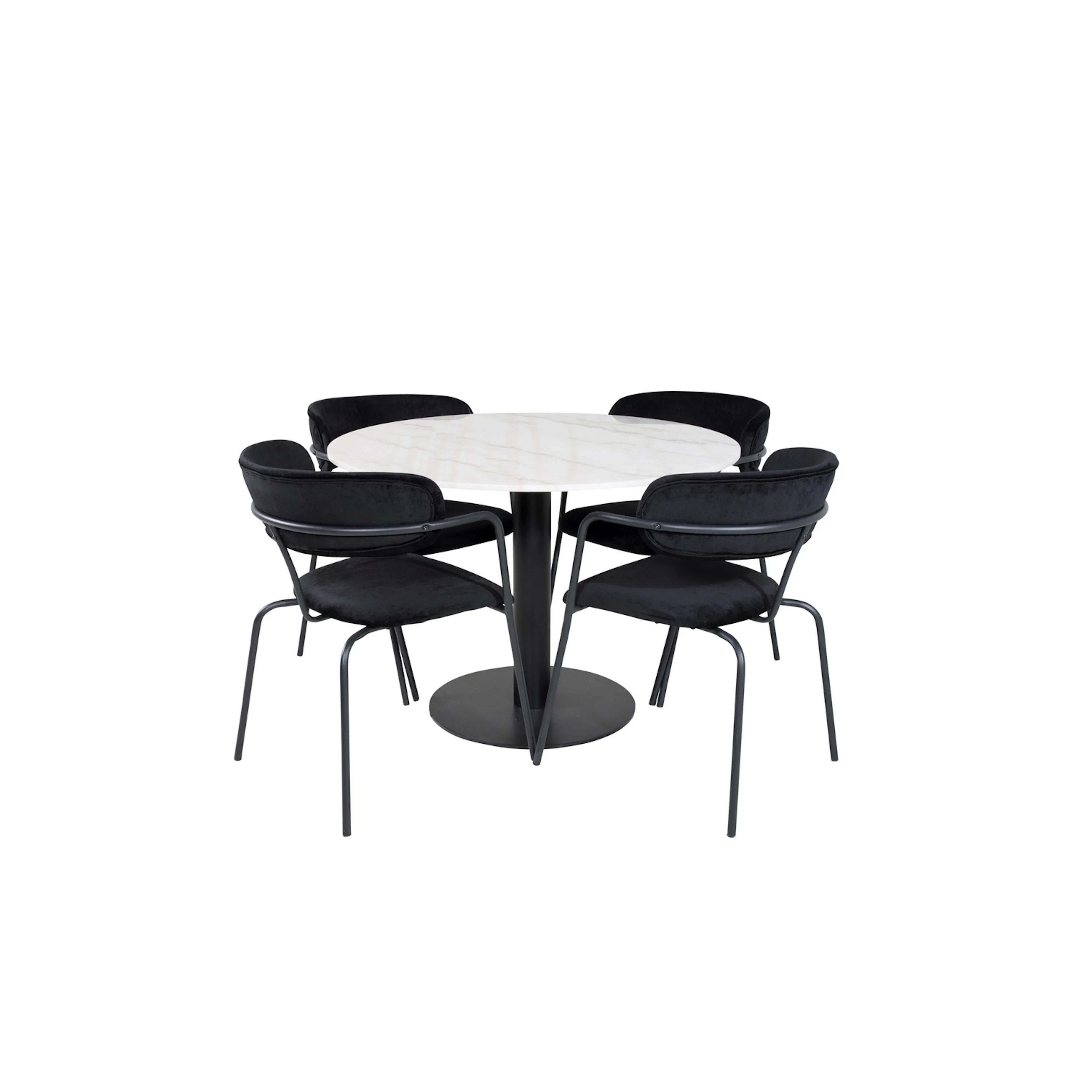 Estelle Round Dining Table/ +Arrow armchair- _4 Vit/Svart