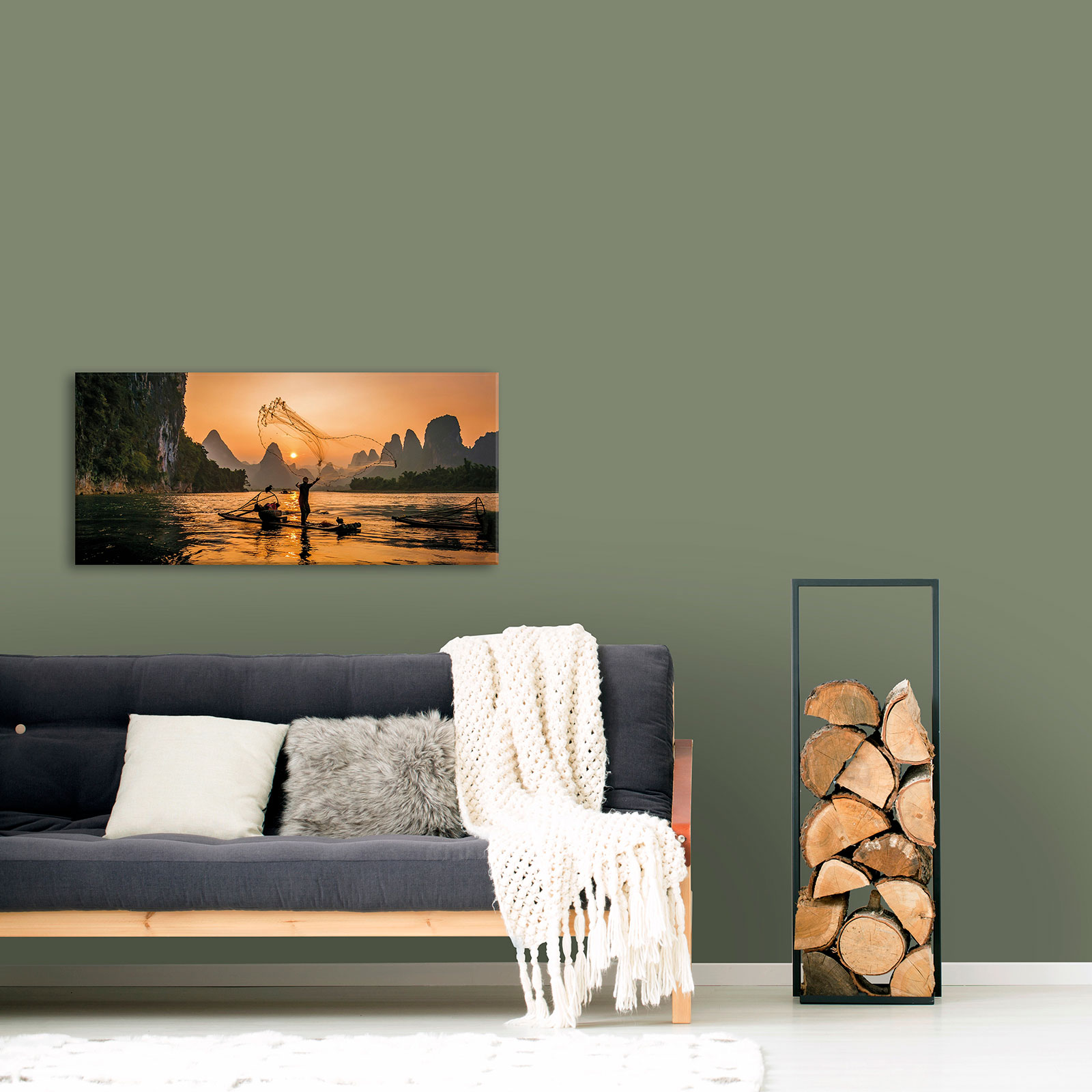 Tavla Art for the Home Asian Fisherman 40x100