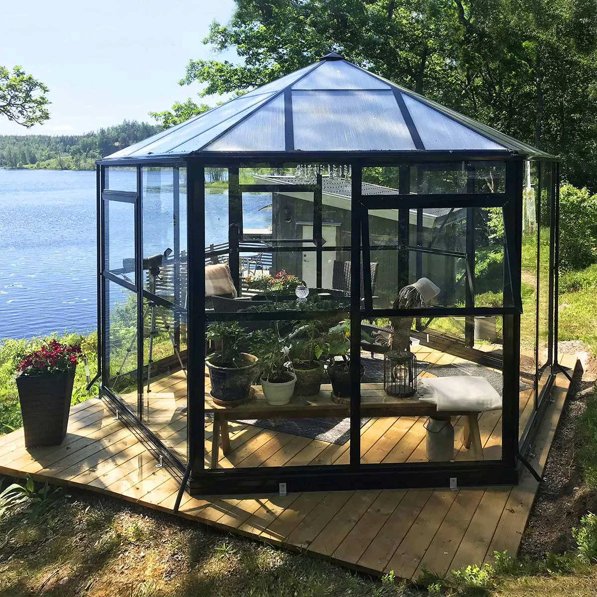 Växthus Metalcraft 7,8 kvm Svart Hexagon