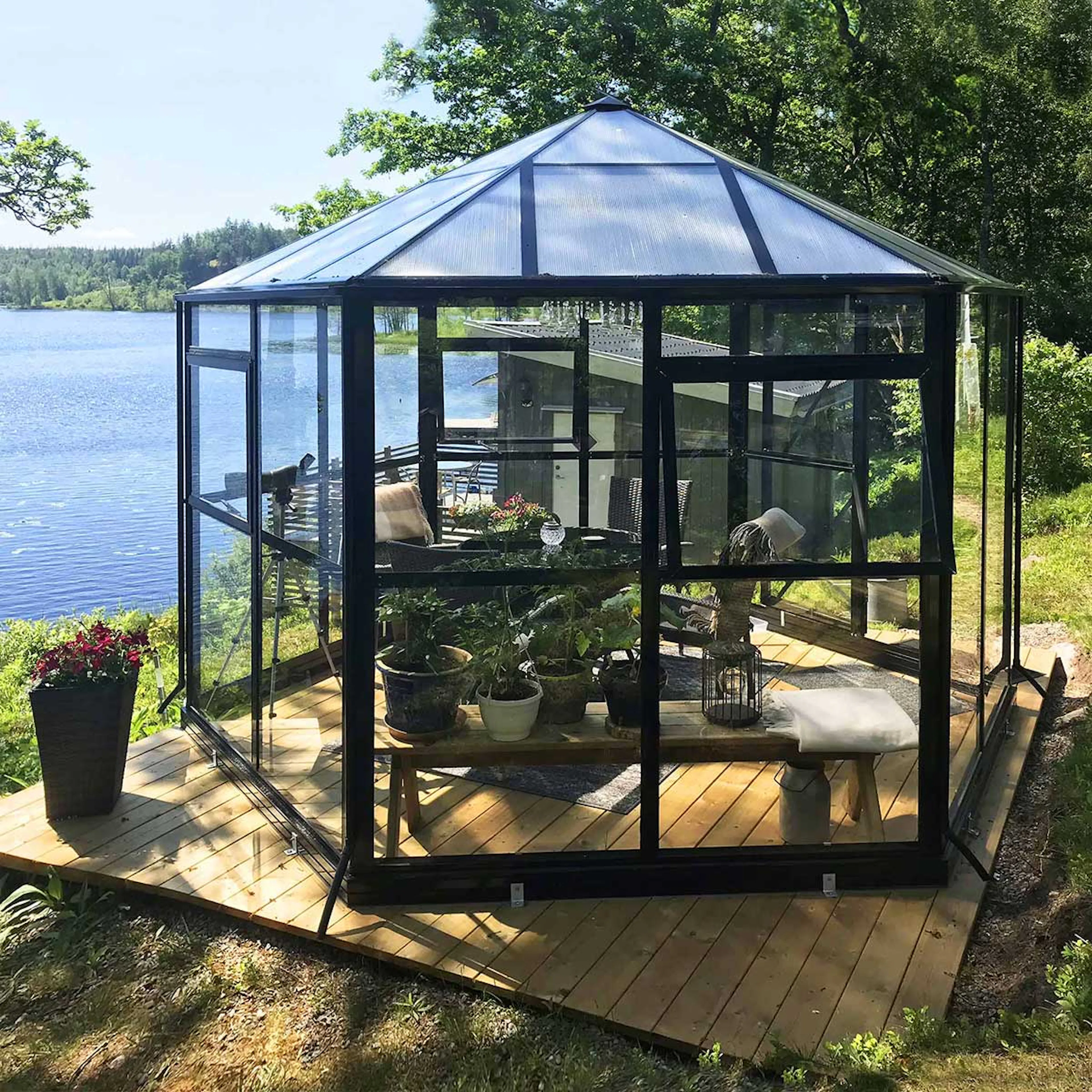Växthus Metalcraft 7,8 kvm Svart Hexagon