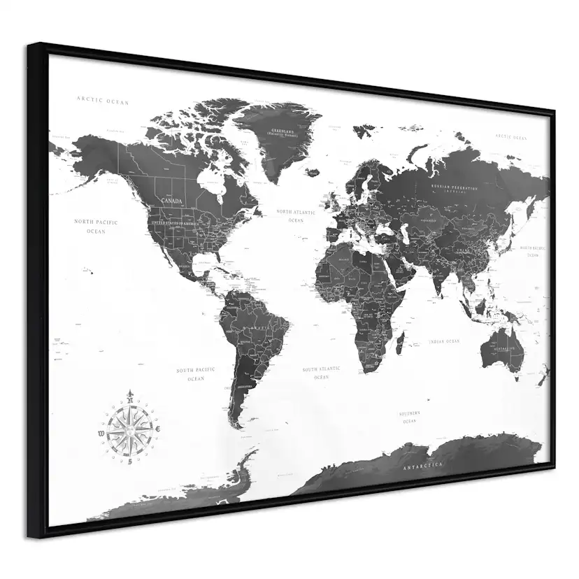 Poster Artgeist Affisch Monochrome Map