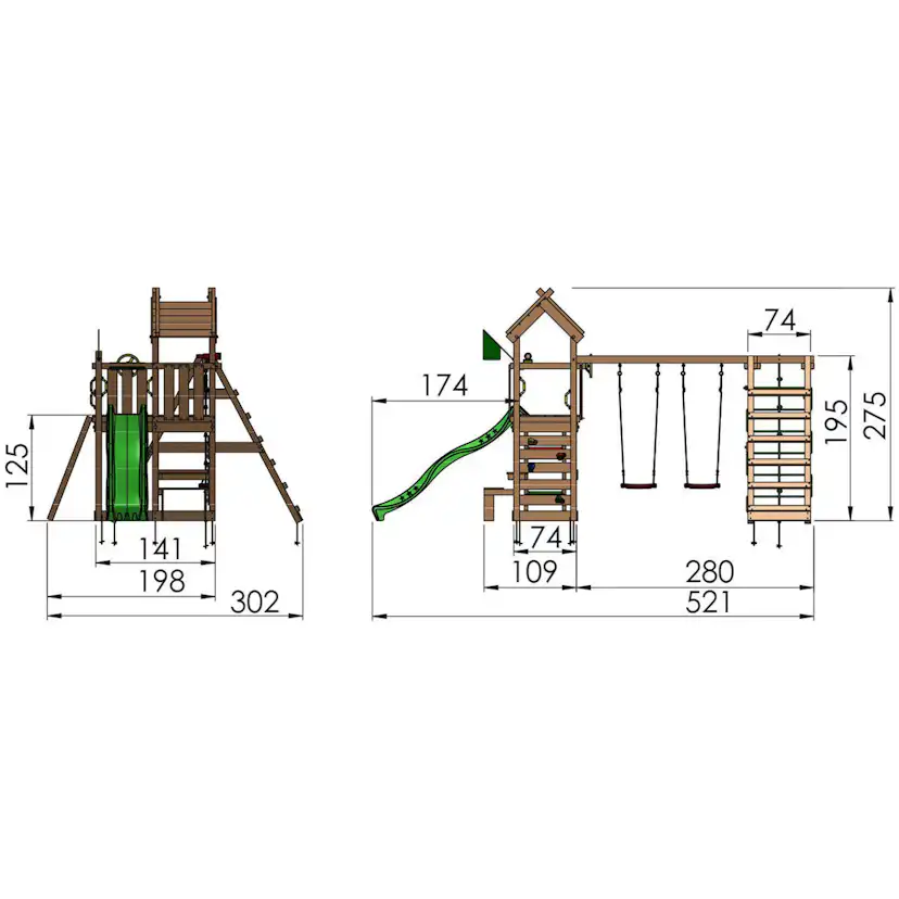 Jungle Gym Teepee lektorn komplett inkl. klättermodul och gu Gul
