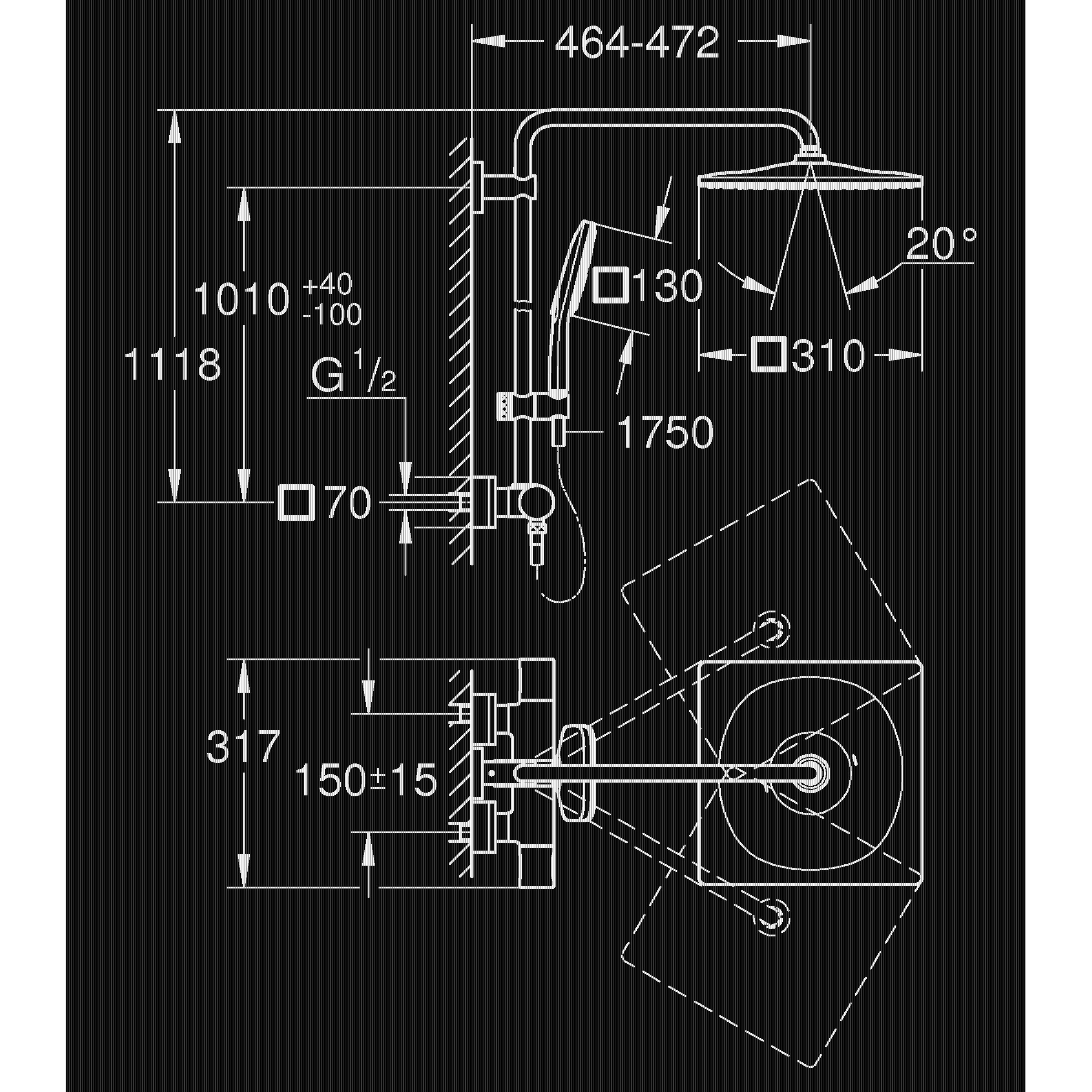 Takduschset Grohe Rainshower 310 Cube