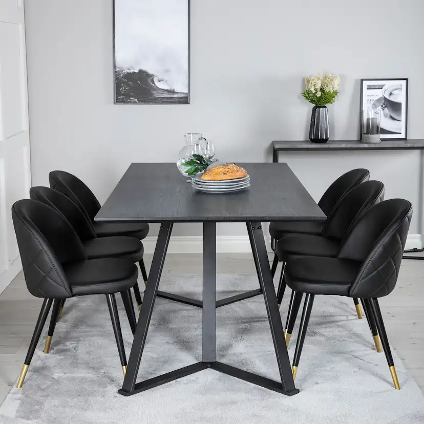 Matgrupp Venture Home Madde med 6 Valentina Stolar Konstläder