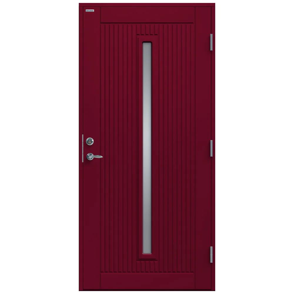 Ytterdörr Athena Klarglas 10x21 NCS S-5040-R, Röd Höger BxH: 100x210 cm, Djupröd, Högerhängd