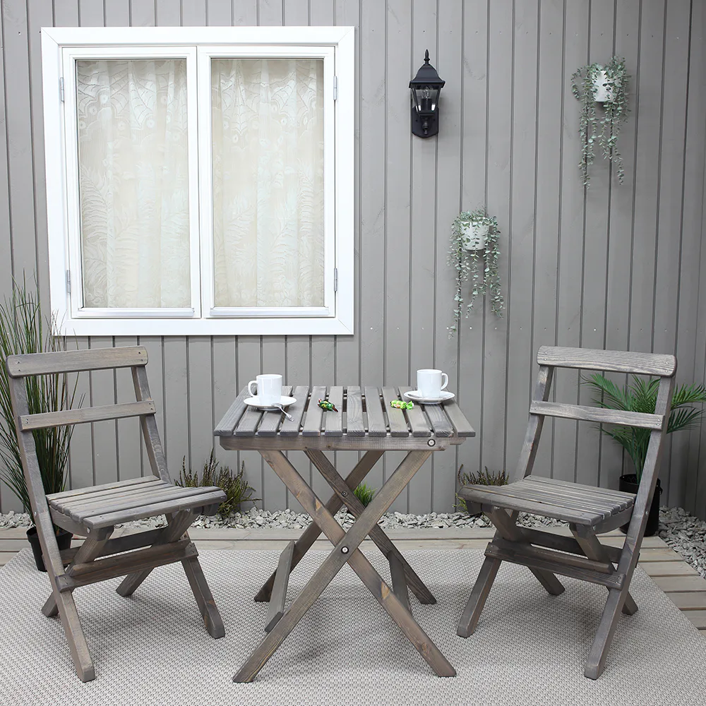 WILMA table + 2 KNOHULT chairs set, grey Grå