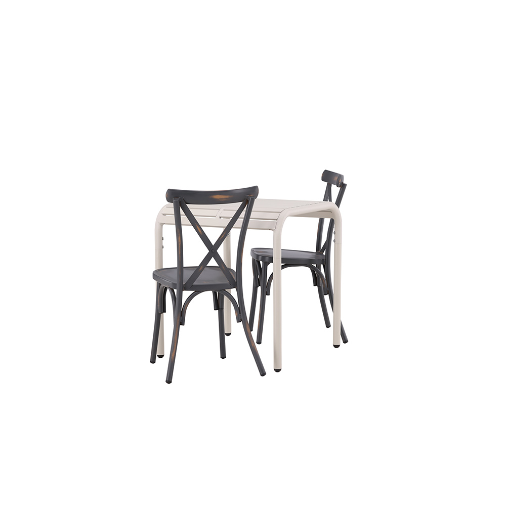Borneo Cafetable Aluminium - Beige / Kvadrat 70*70* +Tablas Mörkgrå/Beige