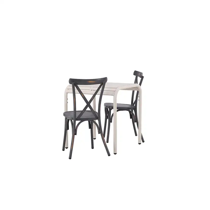 Borneo Cafetable Aluminium - Beige / Kvadrat 70*70* +Tablas Mörkgrå/Beige