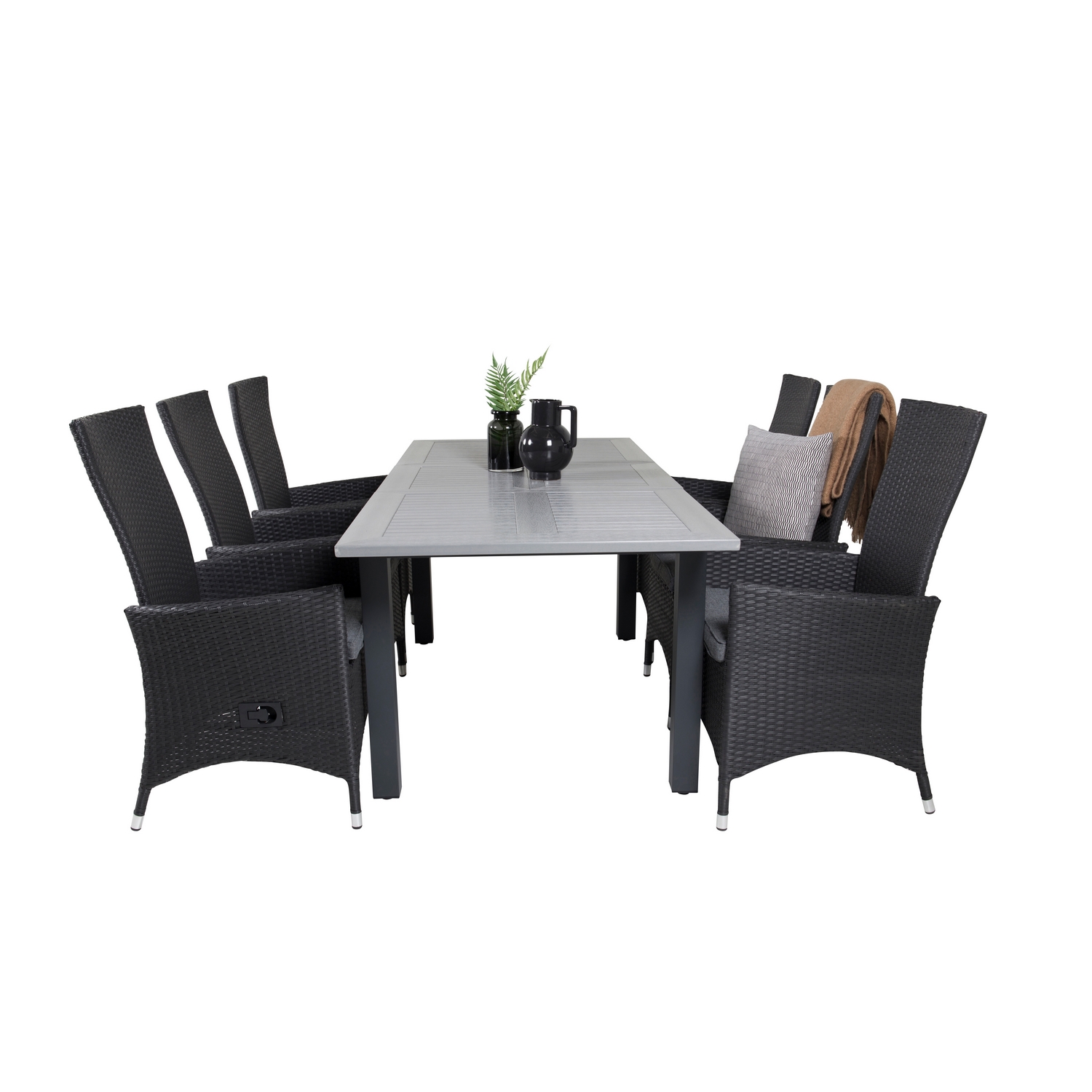 Albany Dining Table 160/240*100 - Svart Alu / Grey Aintwood+ Svart/Grå