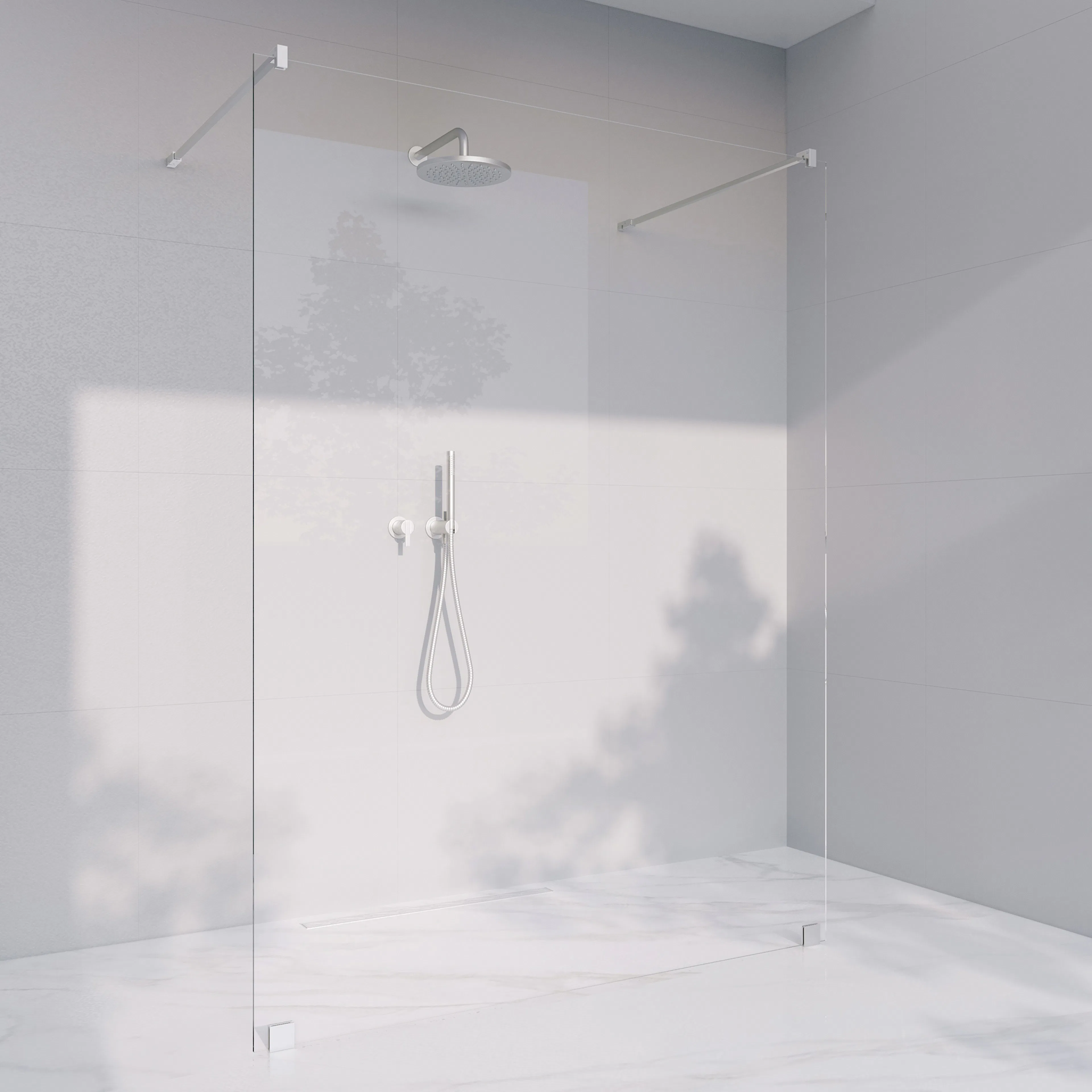 Invitrea Flair GV1/100/Blank krom/Klart glas Bredd: 1000 mm, Glastyp:Klarglas, Profil:Krom