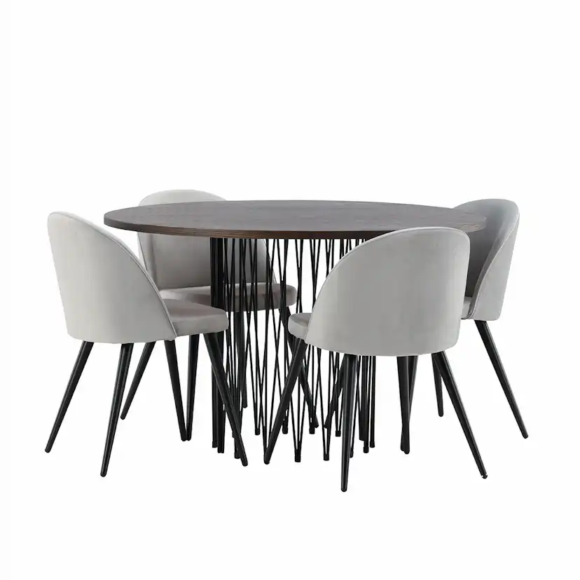 Matgrupp furniture/fashion Stone med 4 Velvet Stolar