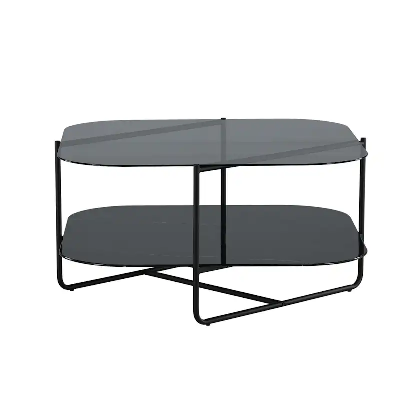 un-line Sofa Table - Black / Smoked Glass / black Glass Marb Svart/Svart