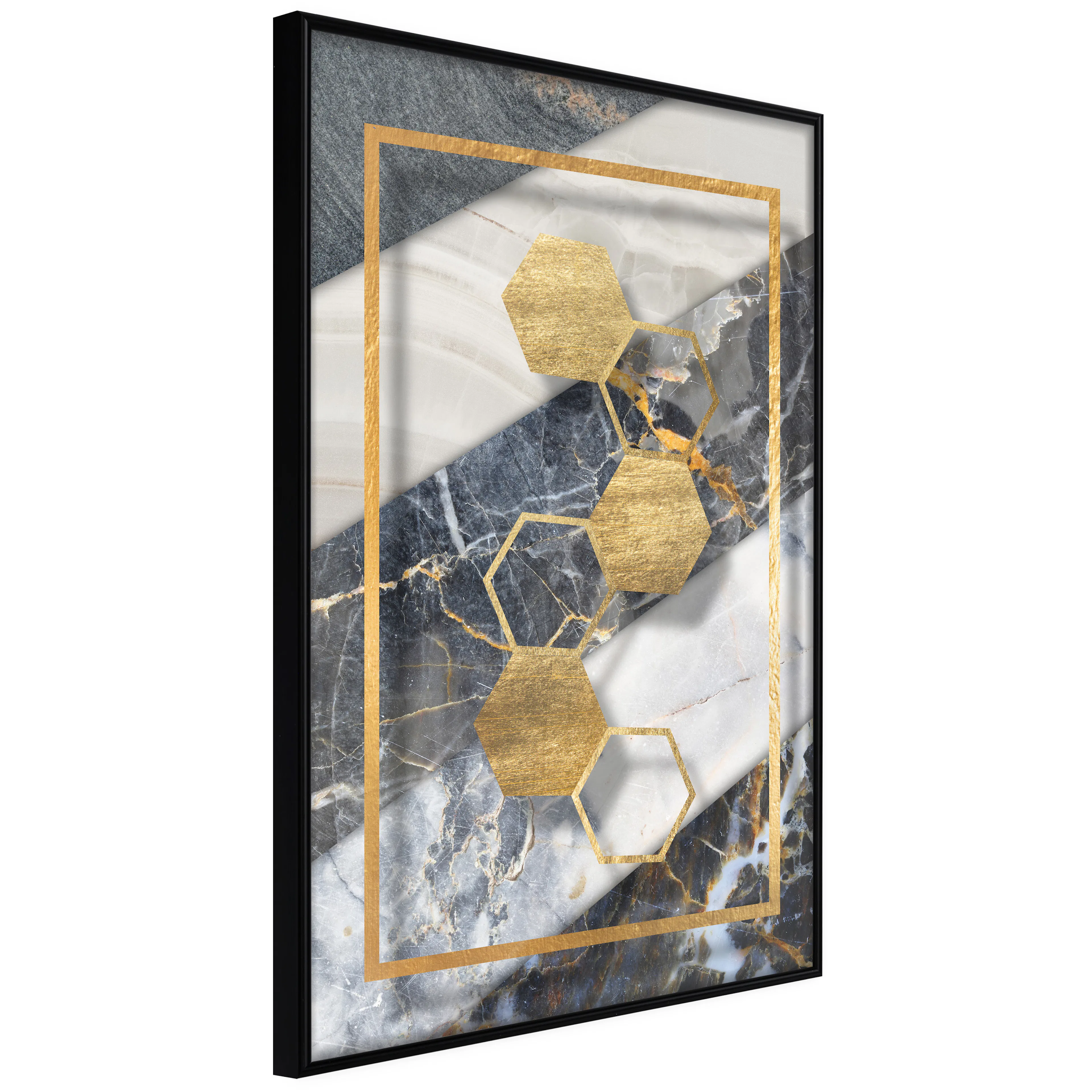 Affisch - Geometric Chain [Poster] 40x60 Svart ram, 40x60 cm