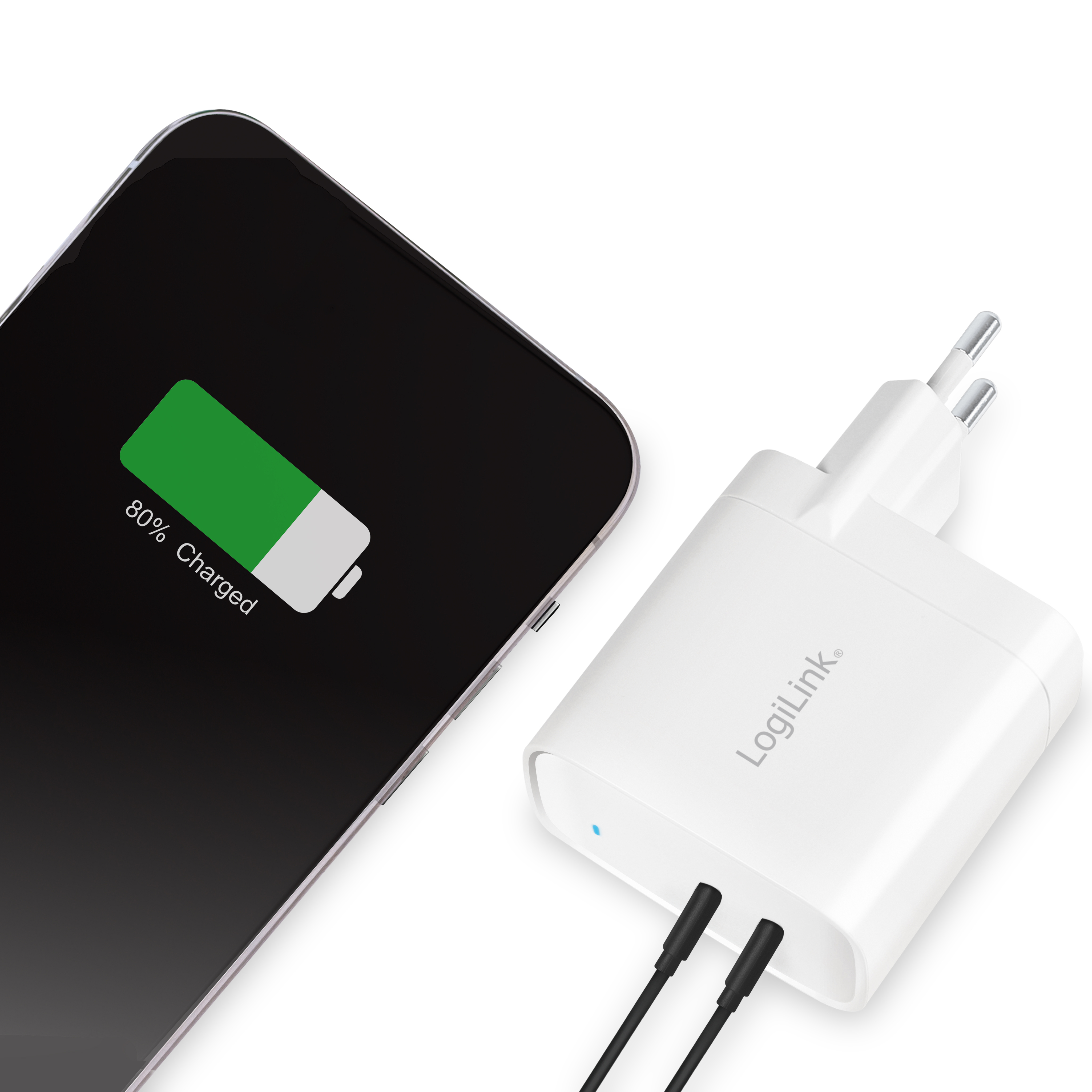 USB-laddare LogiLink 2 x USB-C PD 65W GaN