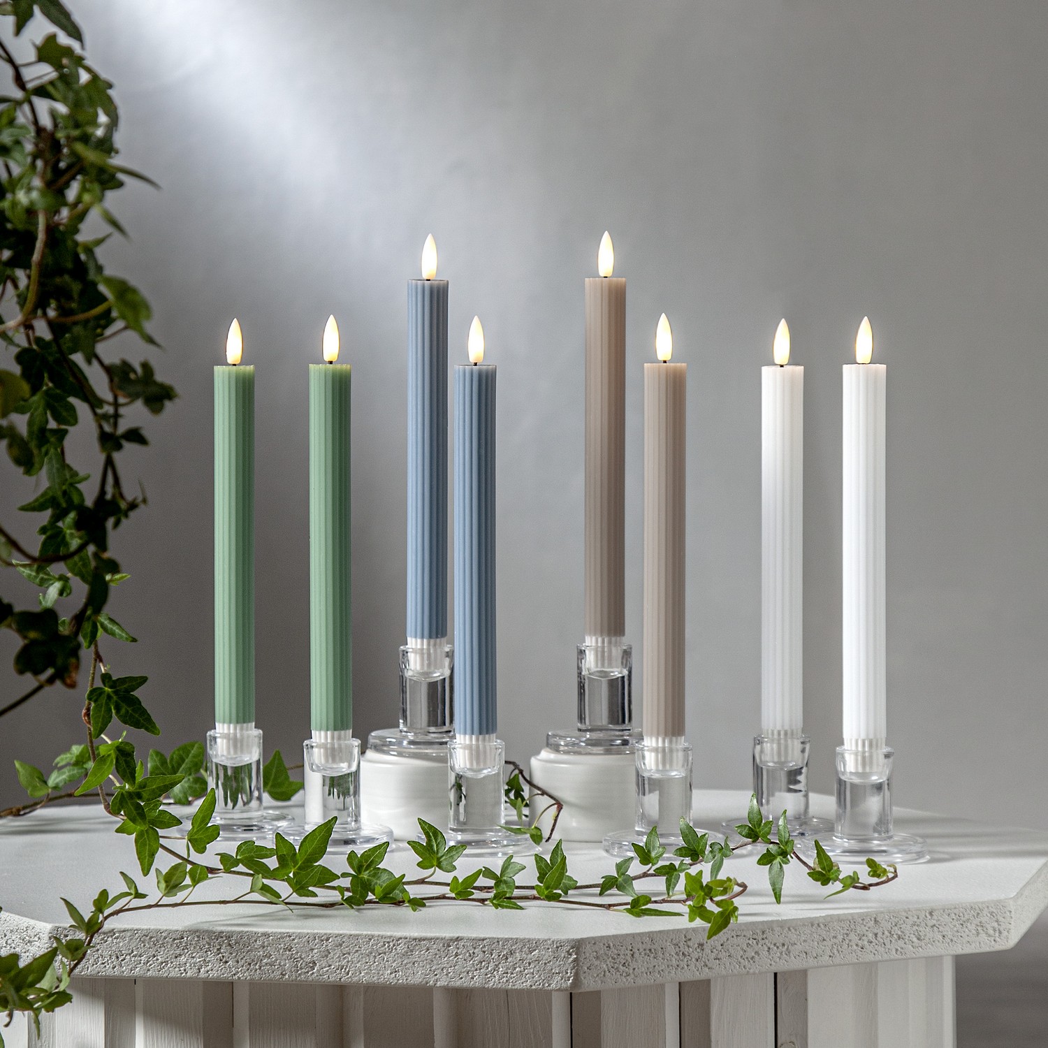 LEDAntikljus2p Flamme Stripe Beige