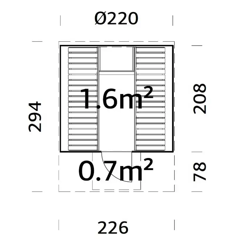 Bastutunna Palmako Anita 6,4 m² Byggsats i Trä