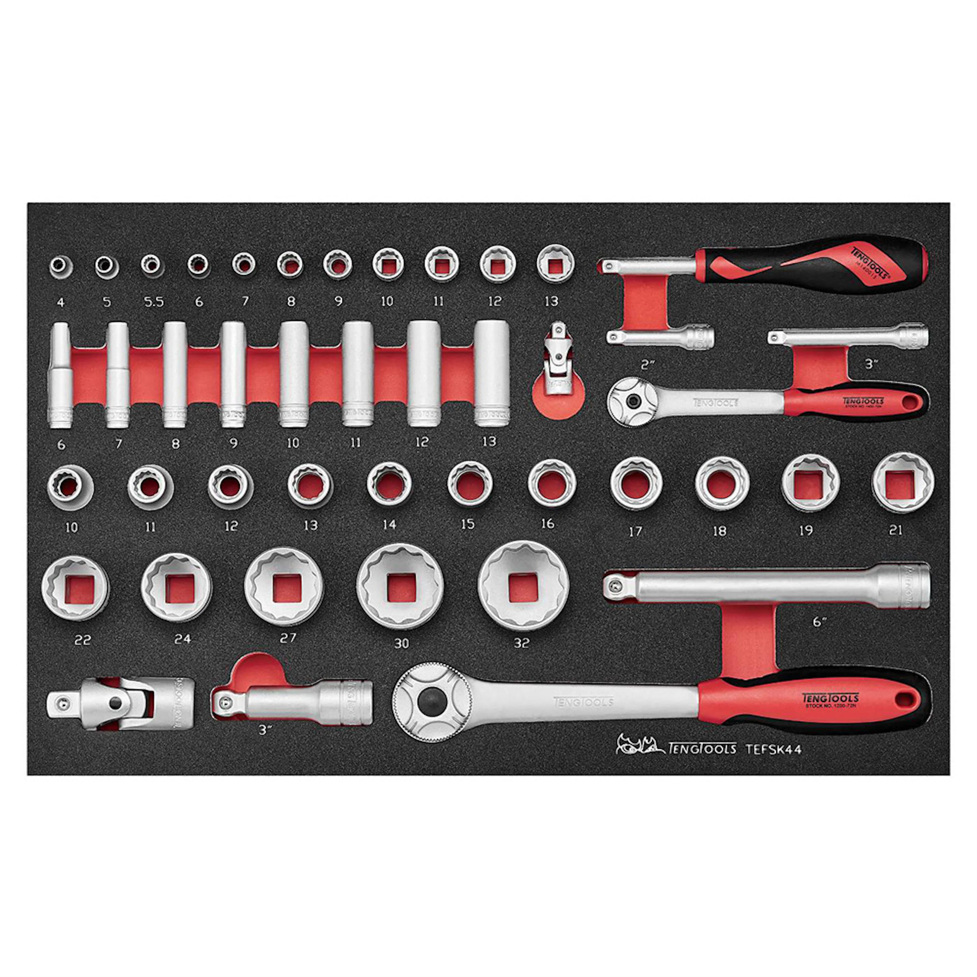 Hylsnyckelsats Teng Tools TEFSK44 44-Delar