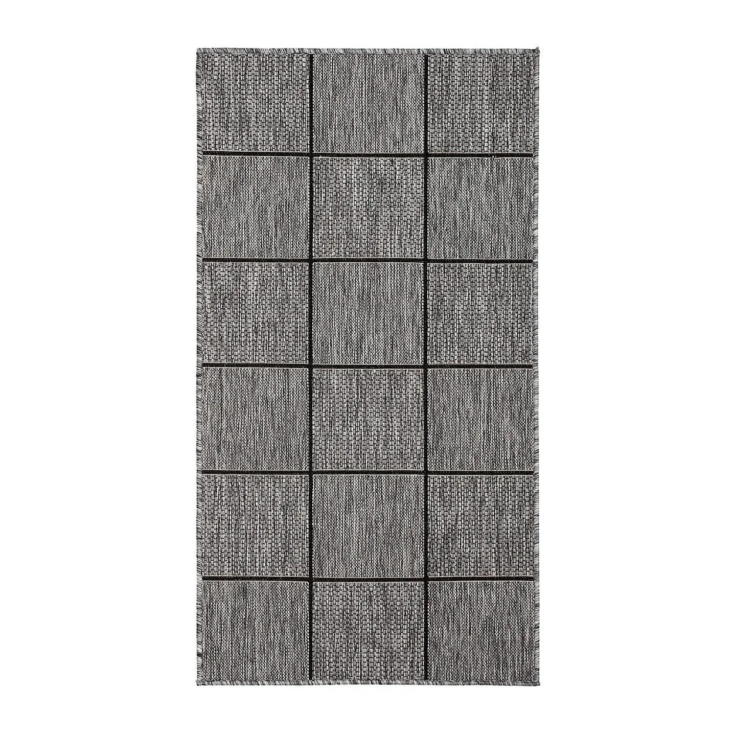 Numancia Square Flatvävd Matta 80x340 Grå/Svart, Mått: 80x340 cm