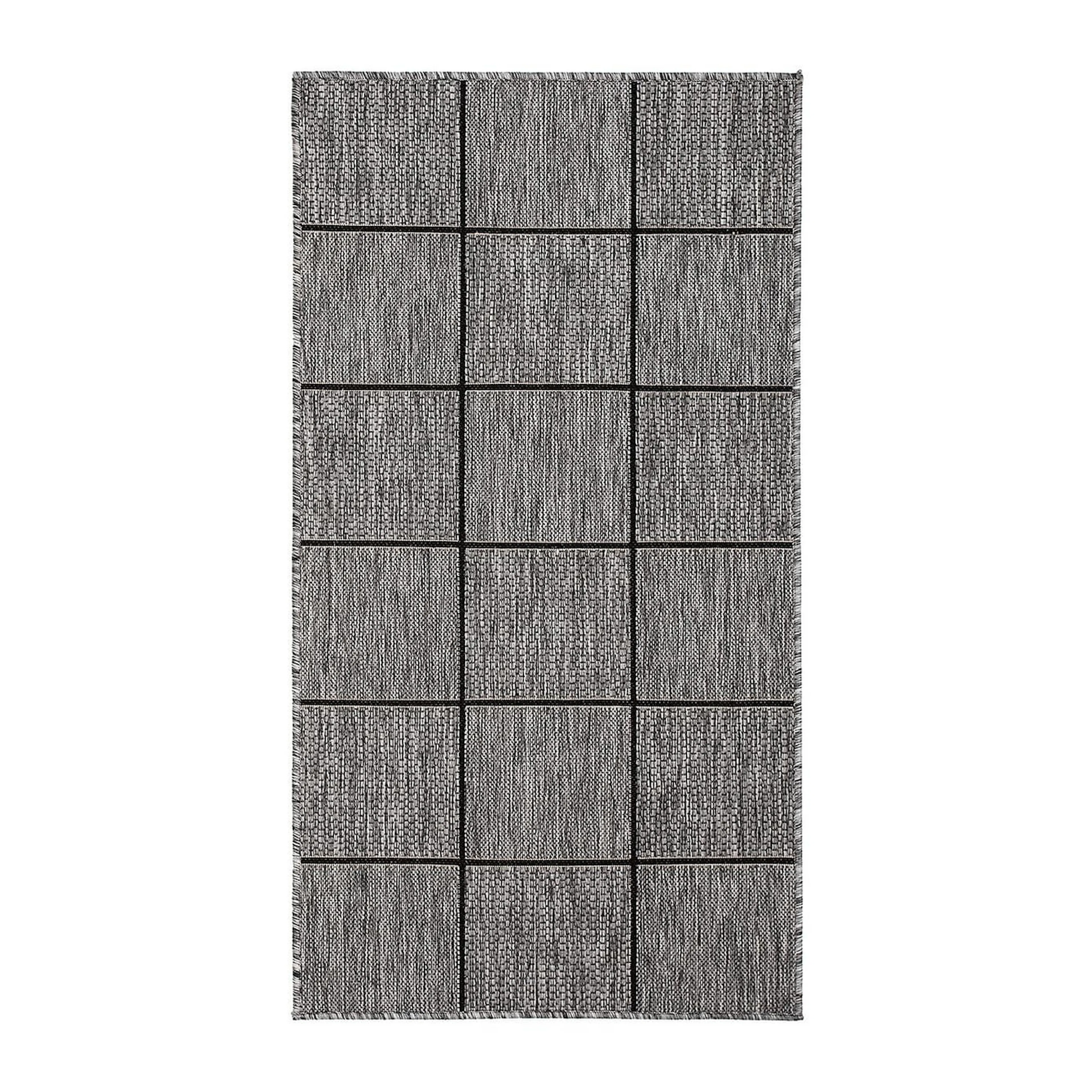 Numancia Square Flatvävd Matta 80x340 Grå/Svart, Mått: 80x340 cm