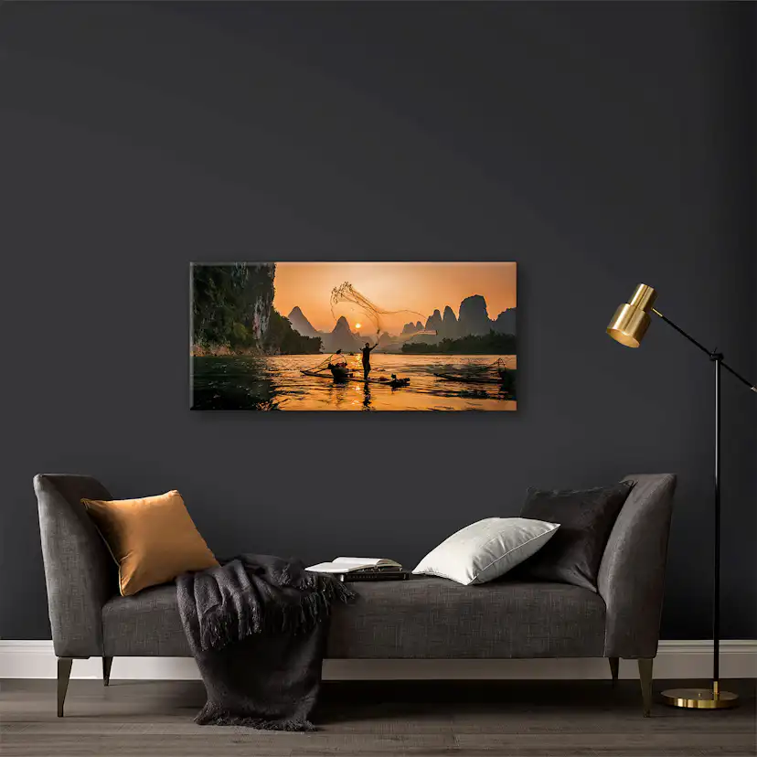 Tavla Art for the Home Asian Fisherman 40x100