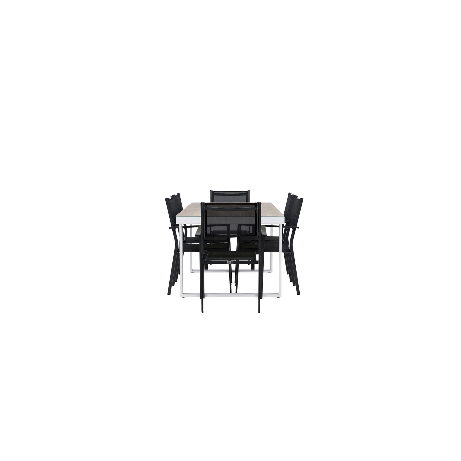 Merlo Dining Table - White/Whitewash +Copacabana Stacking Ch Trädgårdsgrupp Venture Home Merlo med 6 Copacabana Stolar