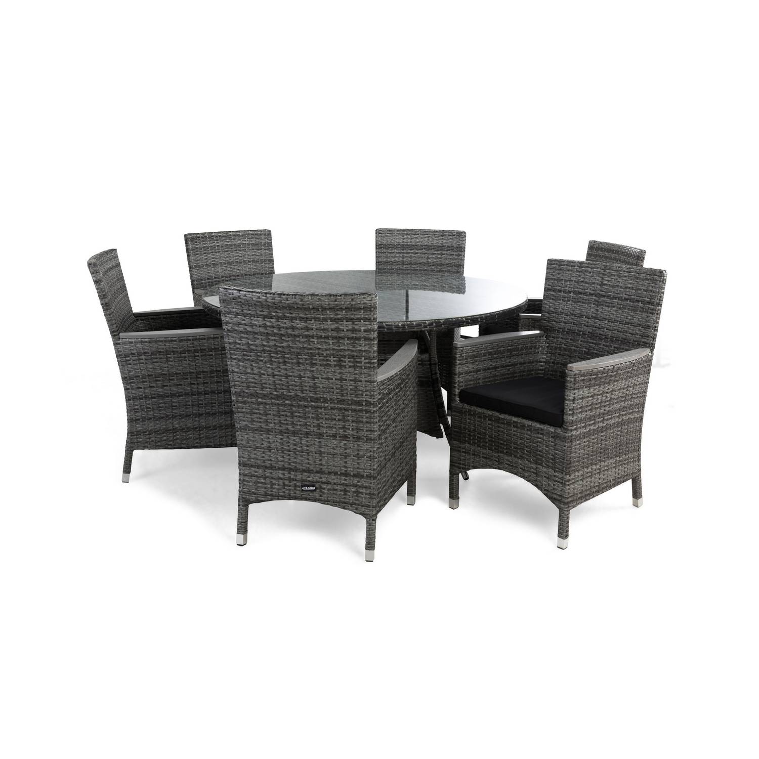 Matgrupp Comfort Garden Thor Matgrupp Utomhus Ø140 med 6 Fåtölj Lyx m Armstöd m Dyna