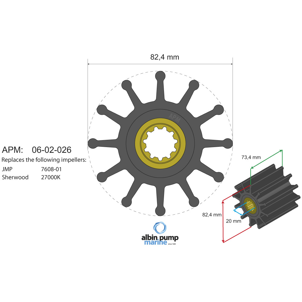 Impeller Albin Group Marine Premium 06-02-026