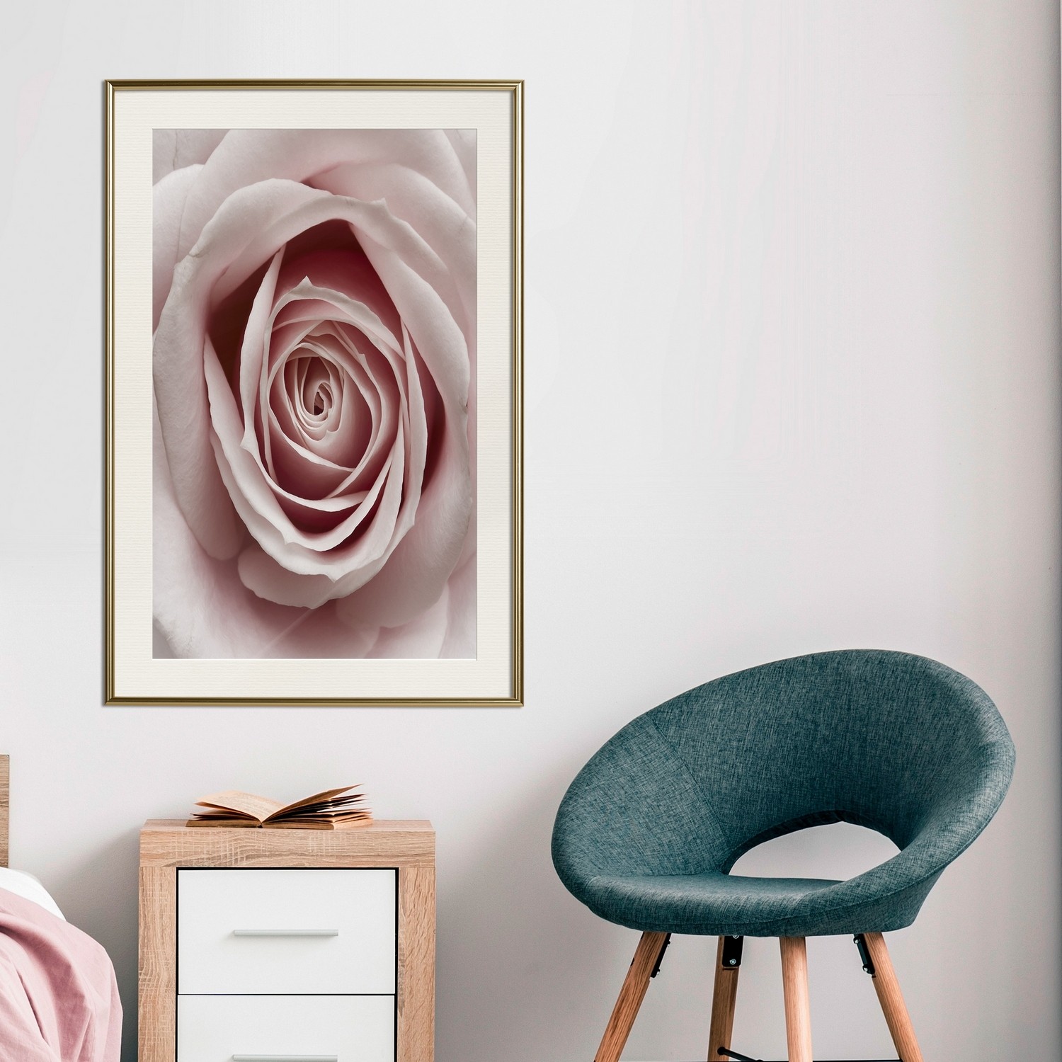 Affisch - Pastel Rose [Poster] 30x45 Guld ram med passepartout, 30x45 cm