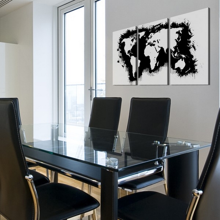 Tavla Arkiio Världskartan I Svart Vit