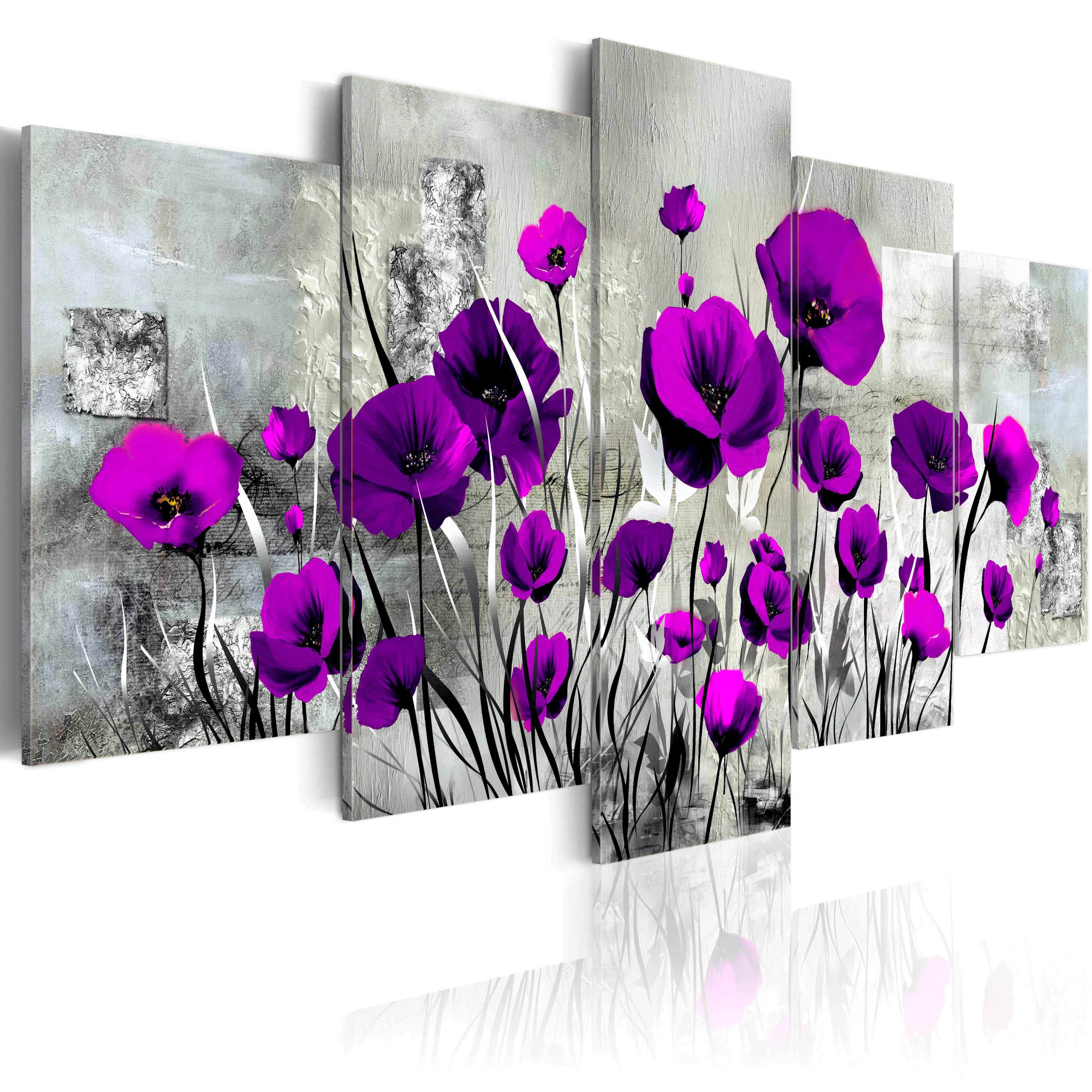 Foto på akryl - Meadow: Purple Poppies [Glass] 200x100 Mått: 200x100 cm