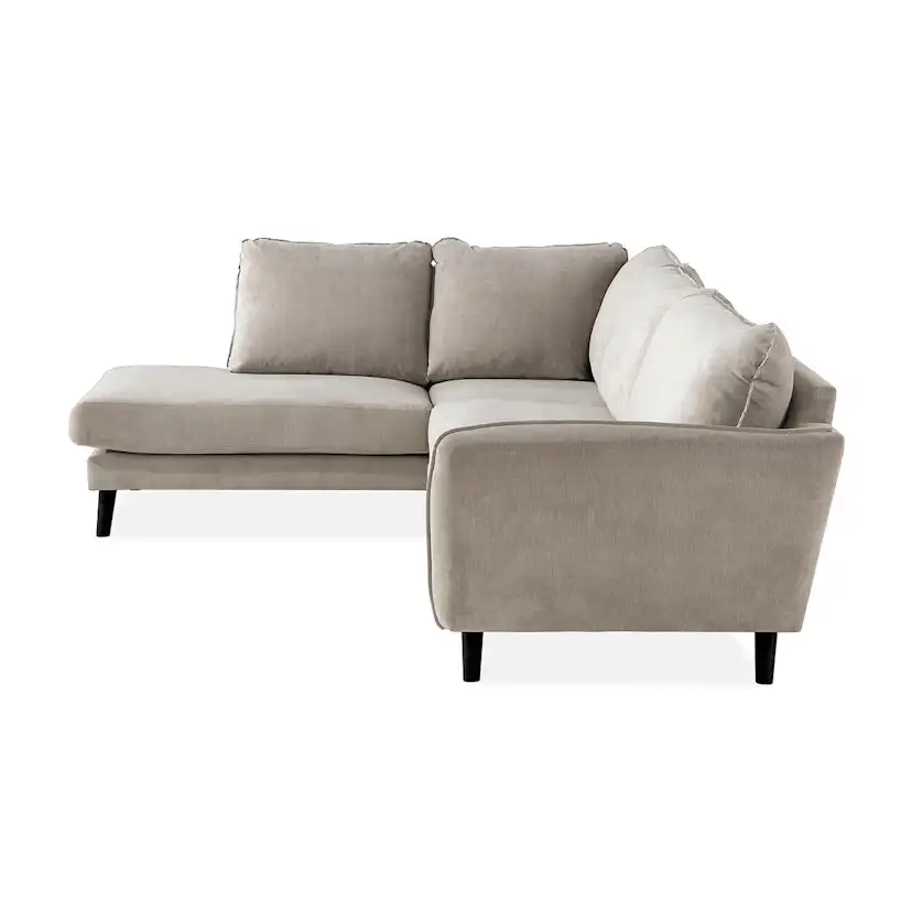 Trend Lyx Schäslongsoffa Vänster Beige, Svarta ben