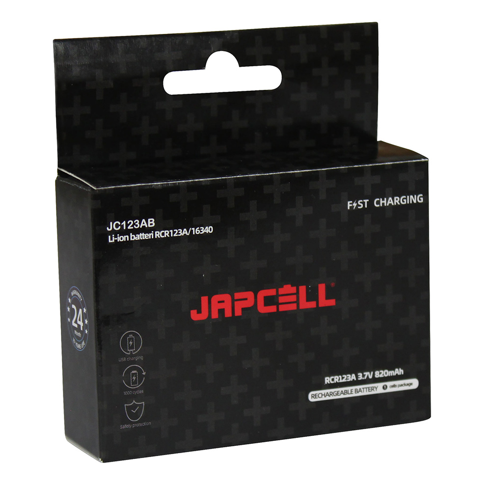 Batteri Japcell JC123R CR123 Uppladdningsbart Inkl. USB-C-Laddkabel