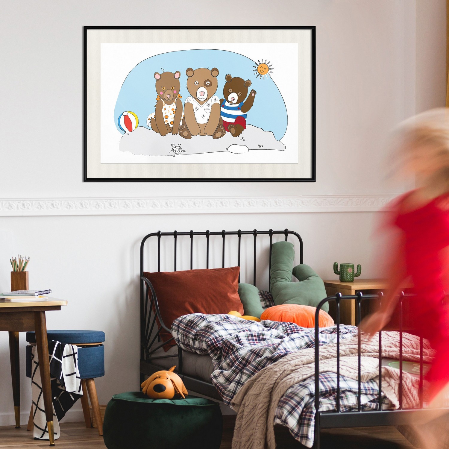 Affisch - Teddy Bears on the Beach [Poster] 30x20 Svart ram med passepartout, 30x20 cm
