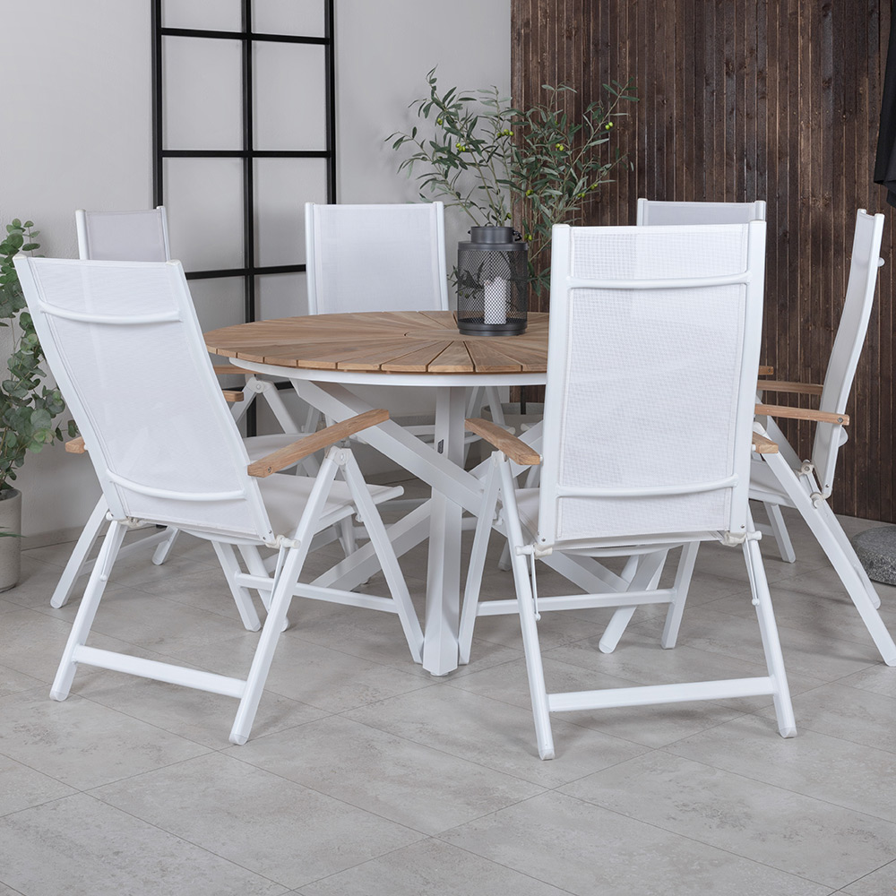Matgrupp Venture Home Mendi Rund med 6 Pave Stolar